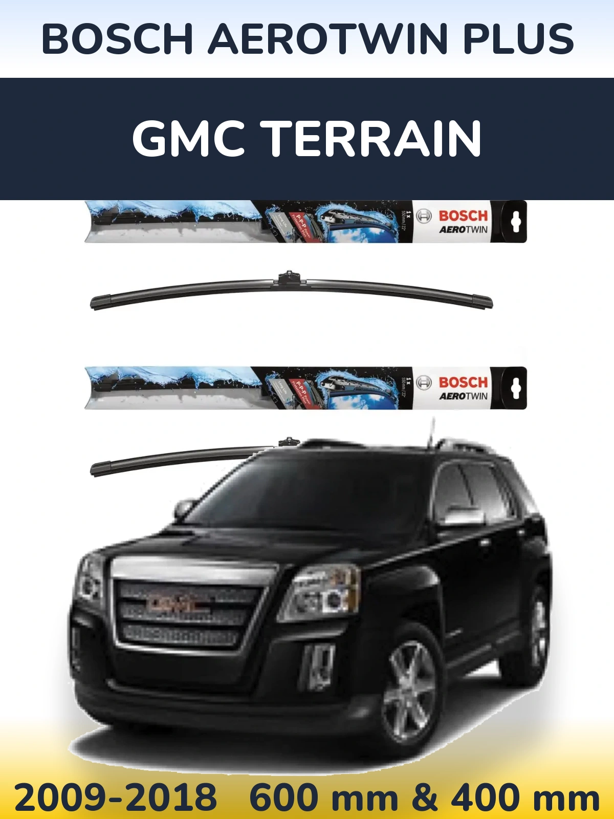 Комплект передніх щіток BOSCH AeroTwin Plus 600 & 400 мм для GMC Terrain 2009-2018