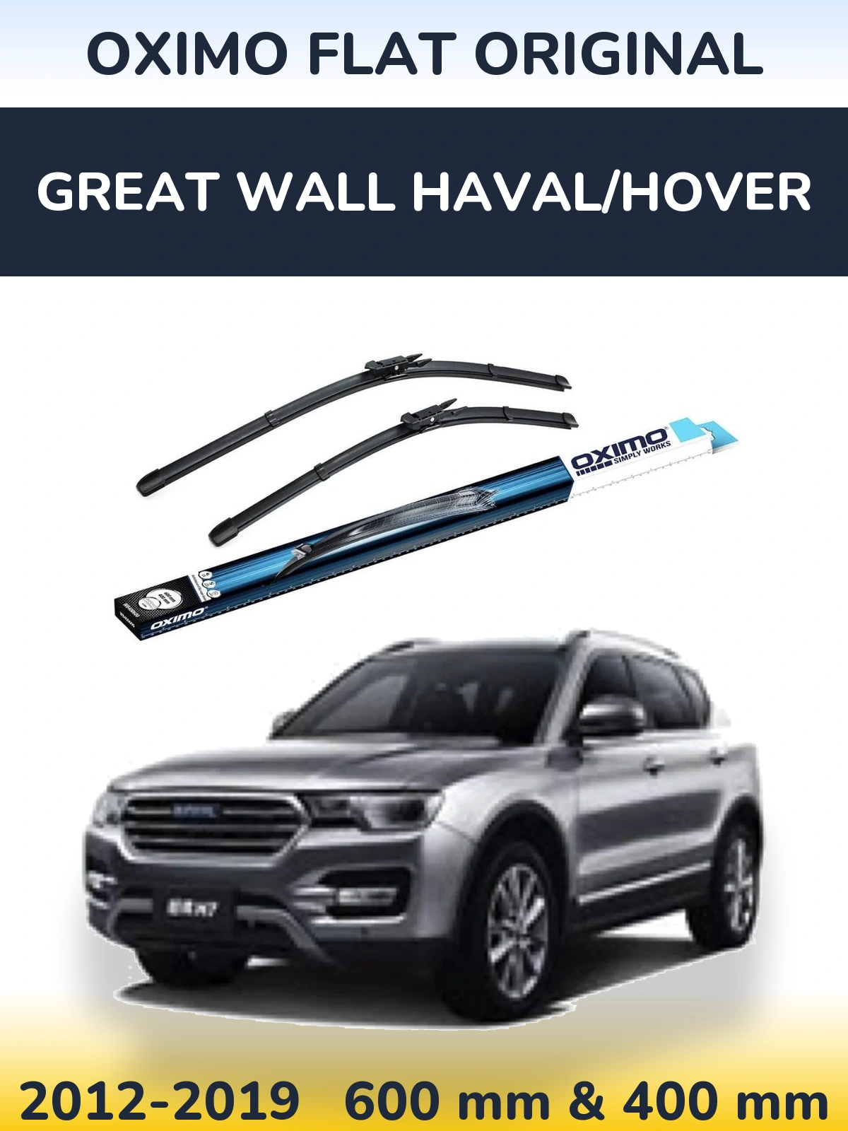 Front wiper blade set Oximo Flat Original 600 & 400 mm for Great Wall Haval/Hover 2012-2019