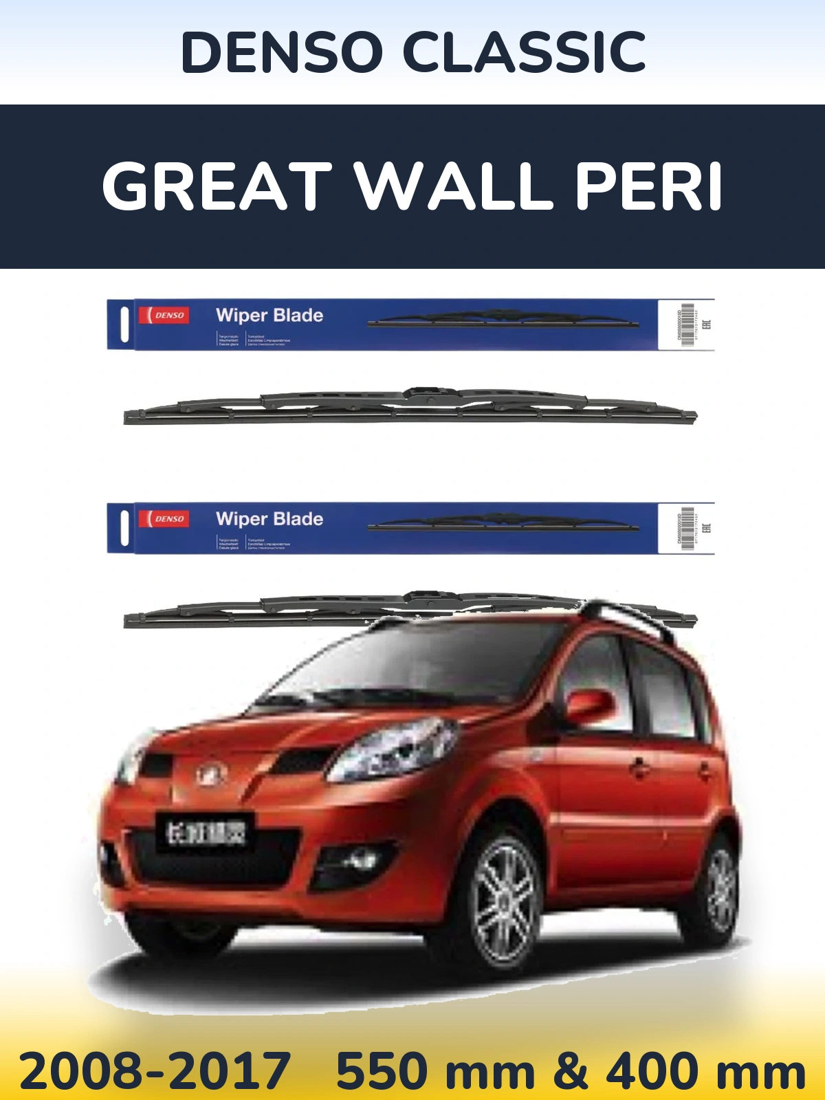 Front wiper blade set Denso Classic 550 & 400 mm for Great Wall Peri 2008-2017