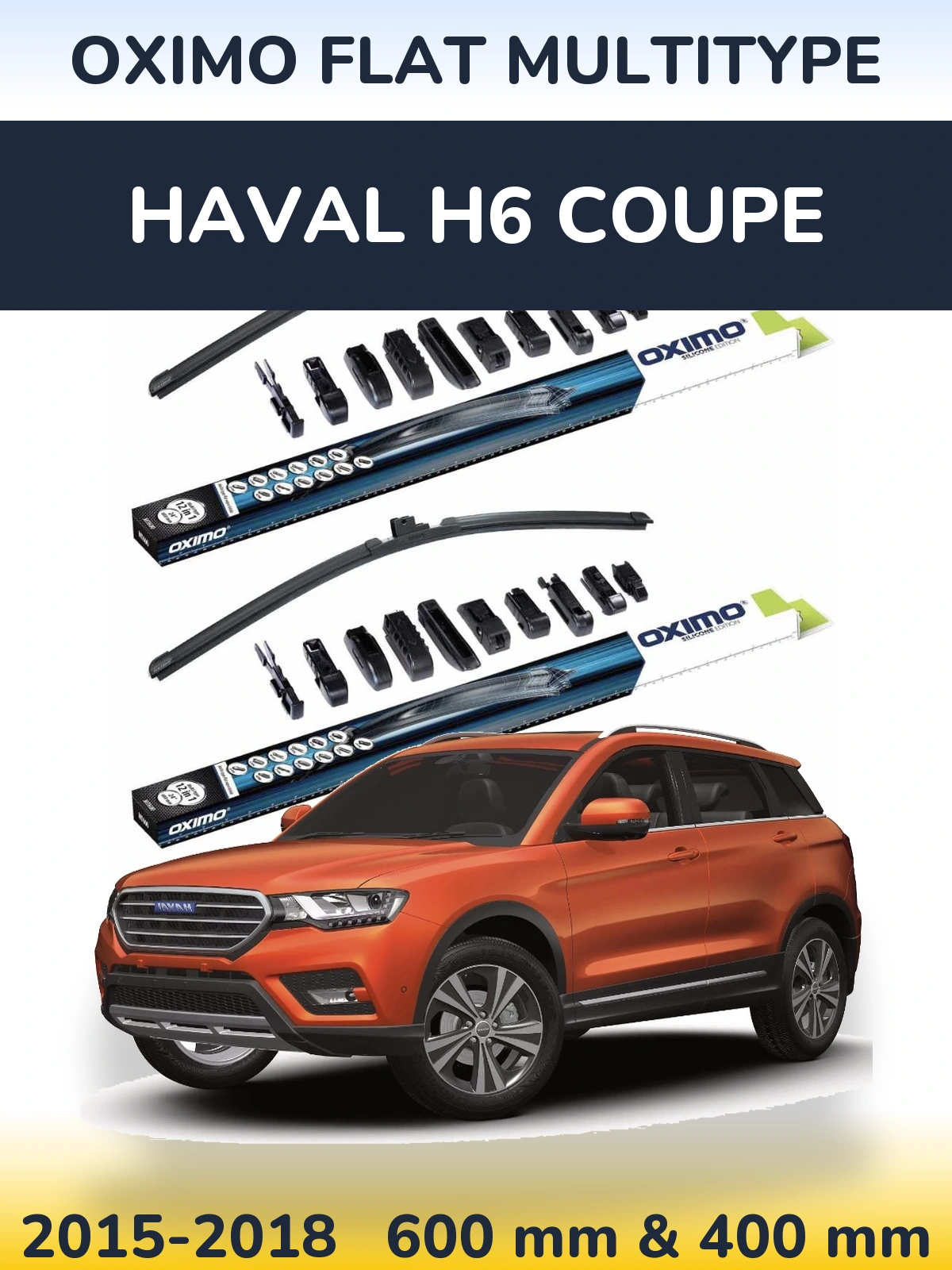 Комплект передних дворников Oximo Flat MultiТипe 600 & 400 мм для Haval H6 coupe 2015-2018