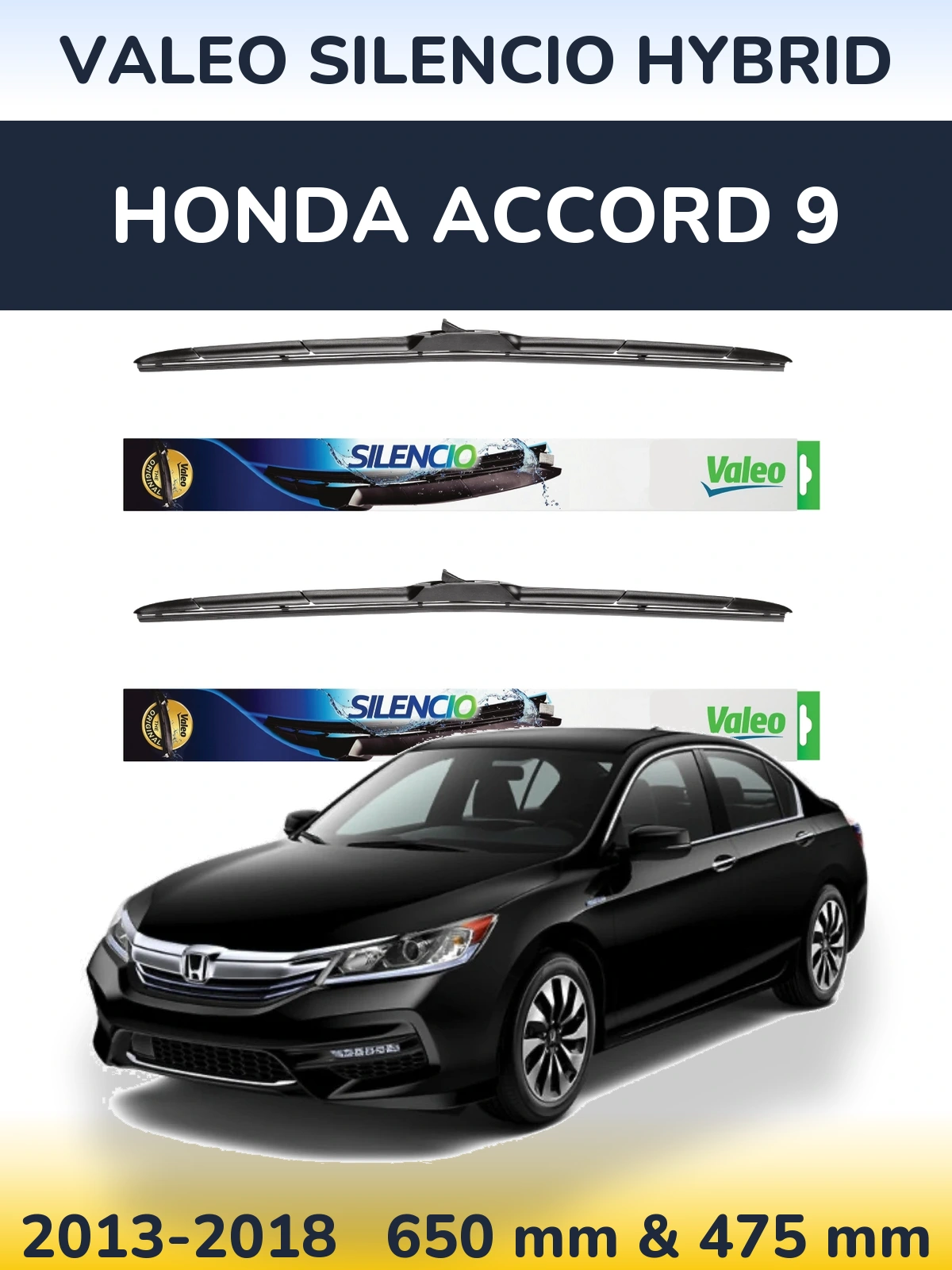 Комплект передних дворников Valeo Silencio Hybrid 650 & 475 мм для Honda Accord 9 2013-2018