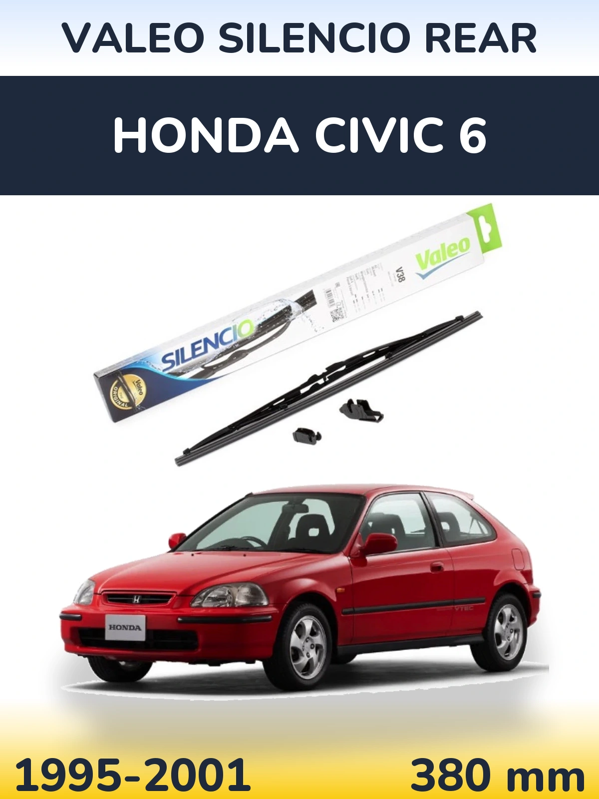 Rear wiper blade Valeo Silencio Rear 380 mm for Honda Civic 6 1995-2001