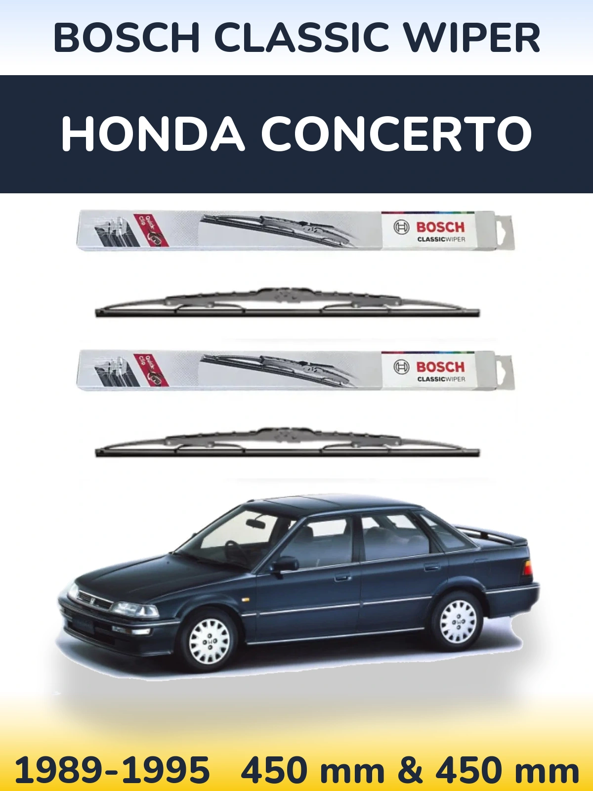 Комплект передних дворников BOSCH Classic Wiper 450 & 450 мм для Honda Concerto 1989-1995