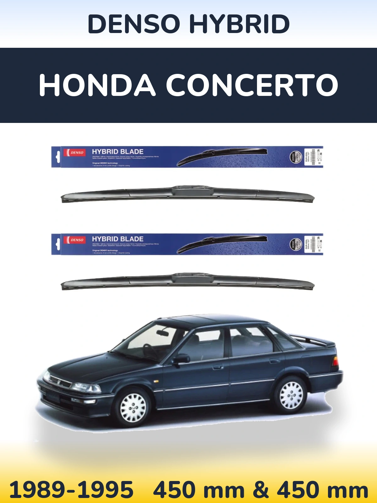 Комплект передних дворников Denso Hybrid 450 & 450 мм для Honda Concerto 1989-1995