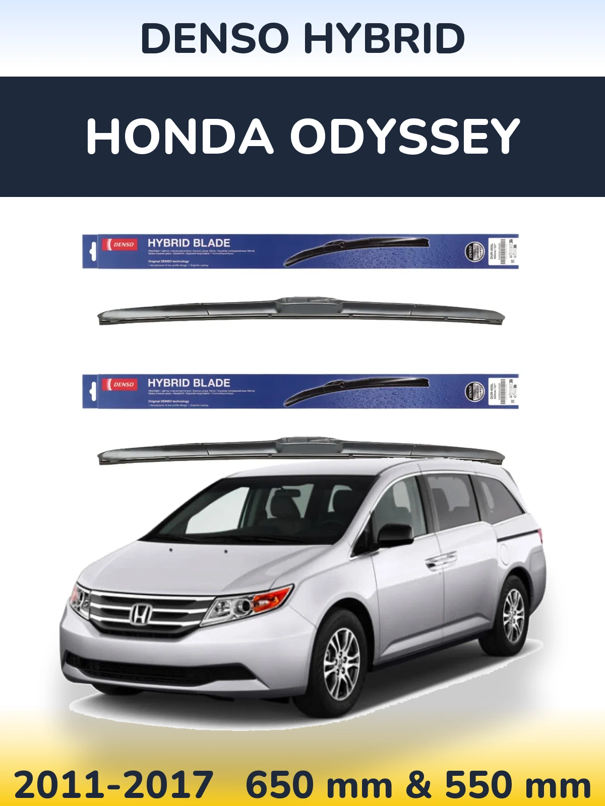 Комплект передних дворников Denso Hybrid 650 & 550 мм для Honda Odyssey 2011-2017