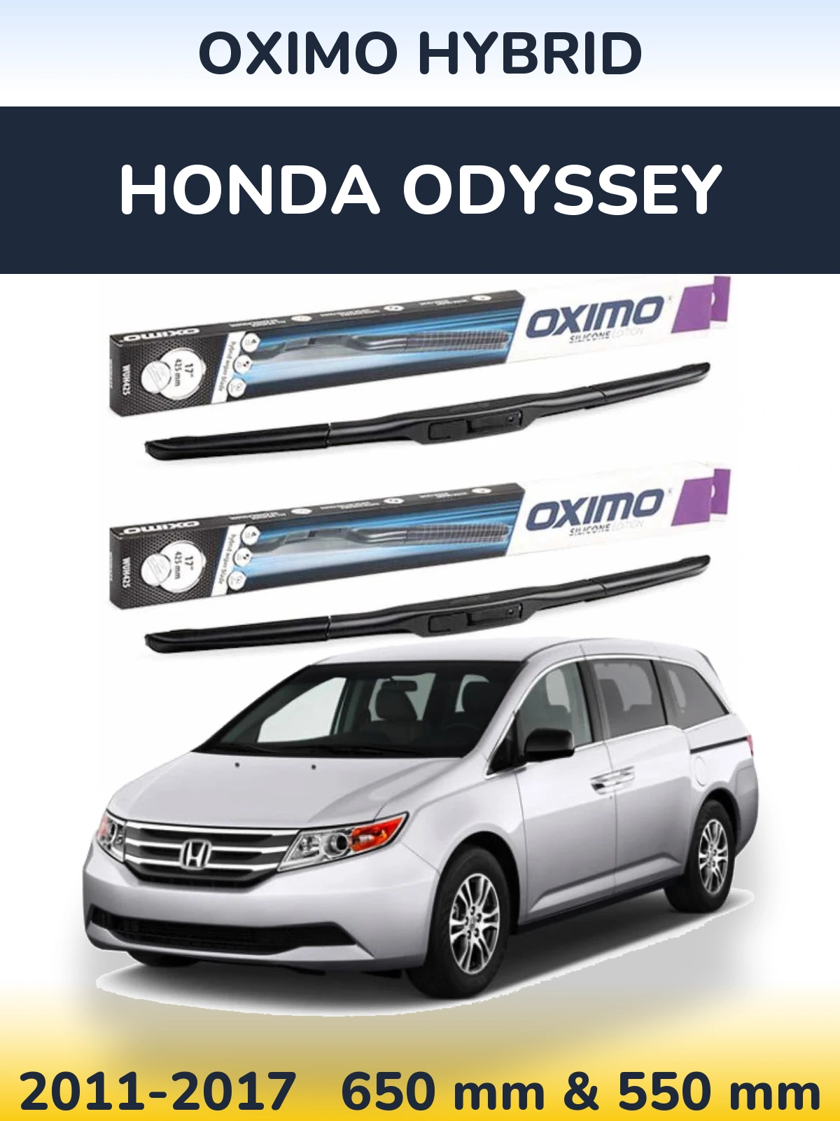 Front wiper blade set Oximo Hybrid 650 & 550 mm for Honda Odyssey 2011-2017