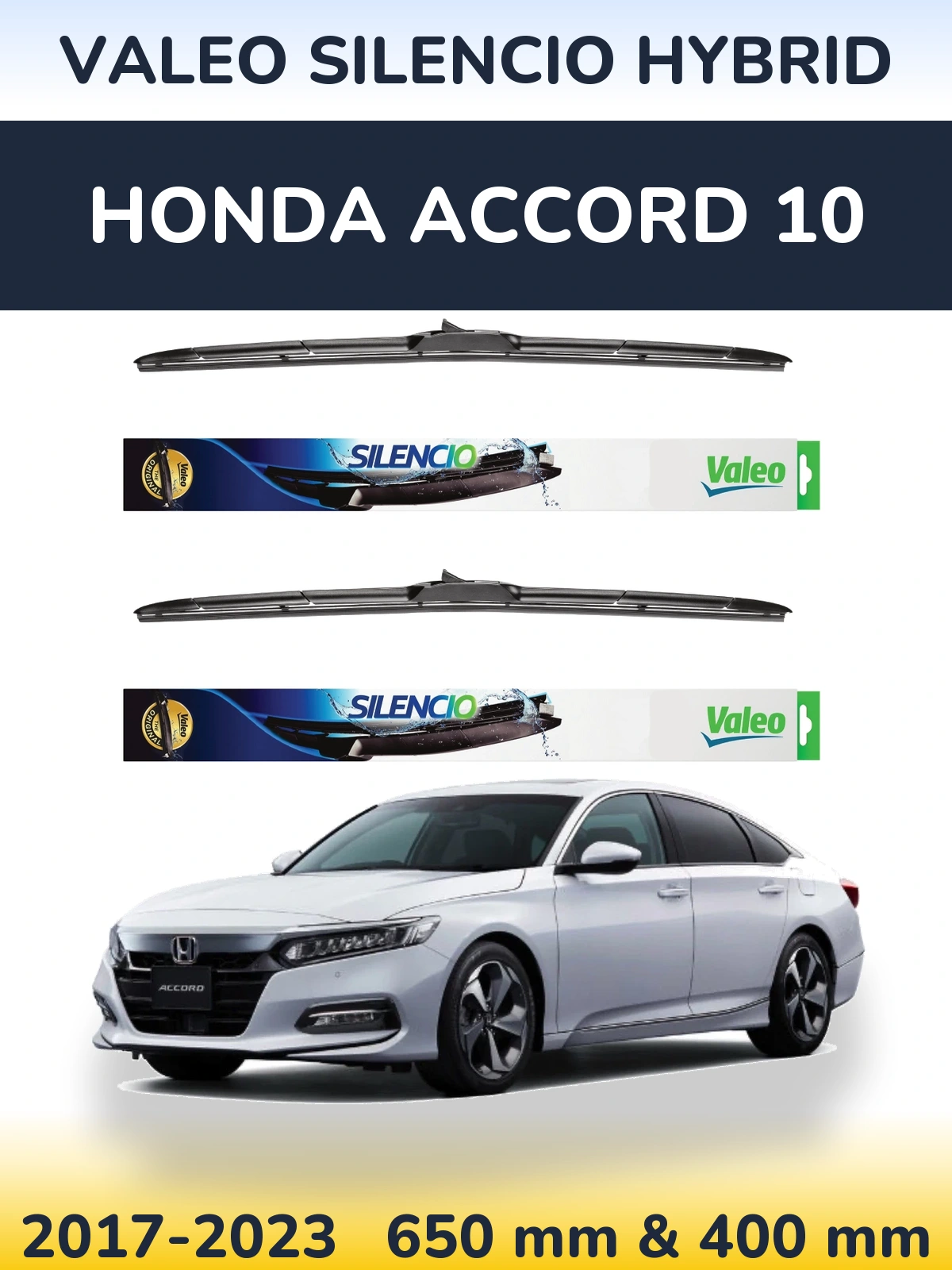 Комплект передних дворников Valeo Silencio Hybrid 650 & 400 мм для Honda Accord 10 2017-2023