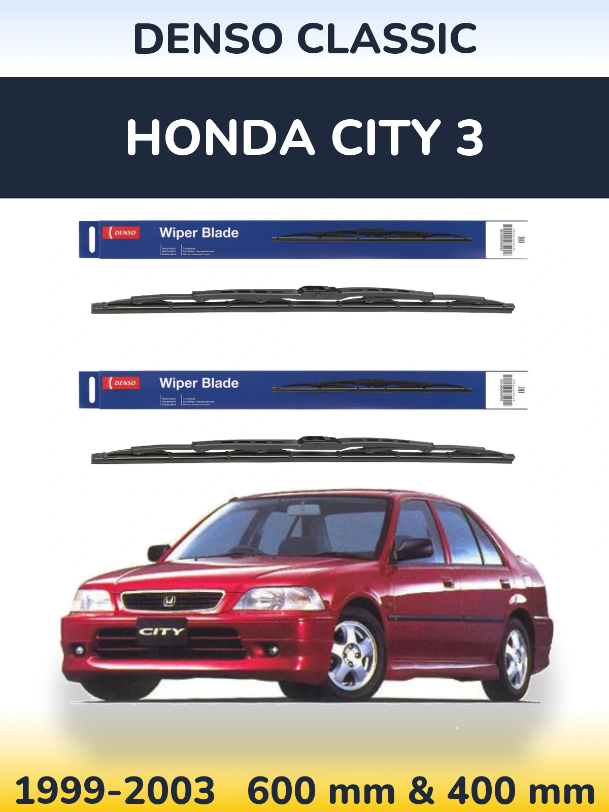 Комплект передних дворников Denso Classic 600 & 400 мм для Honda City 3 1999-2003