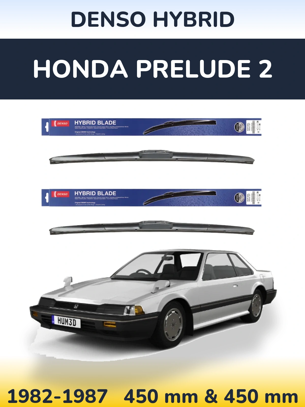 Комплект передних дворников Denso Hybrid 450 & 450 мм для Honda Prelude 2 1982-1987