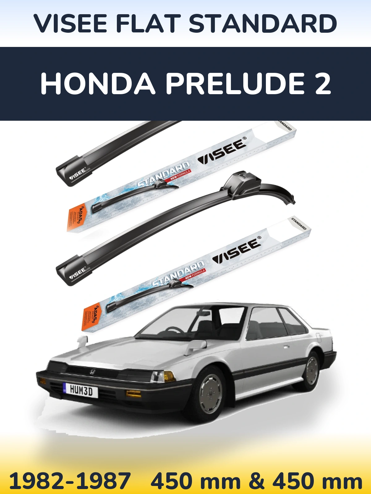 Комплект передніх щіток VISEE FLAT STANDARD 450 & 450 мм для Honda Prelude 2 1982-1987