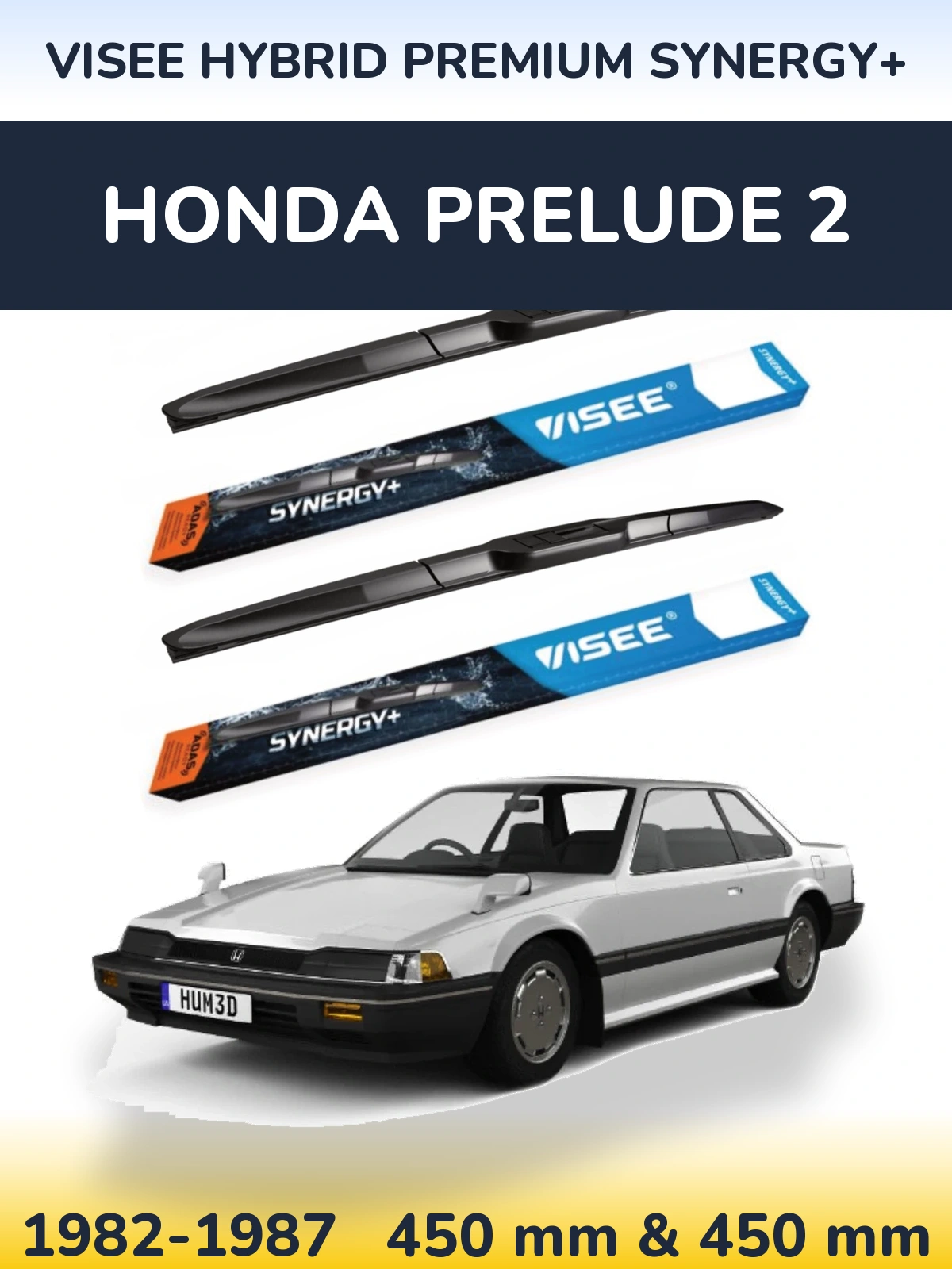 Front wiper blade set VISEE HYBRID PREMIUM SYNERGY+ 450 & 450 mm for Honda Prelude 2 1982-1987