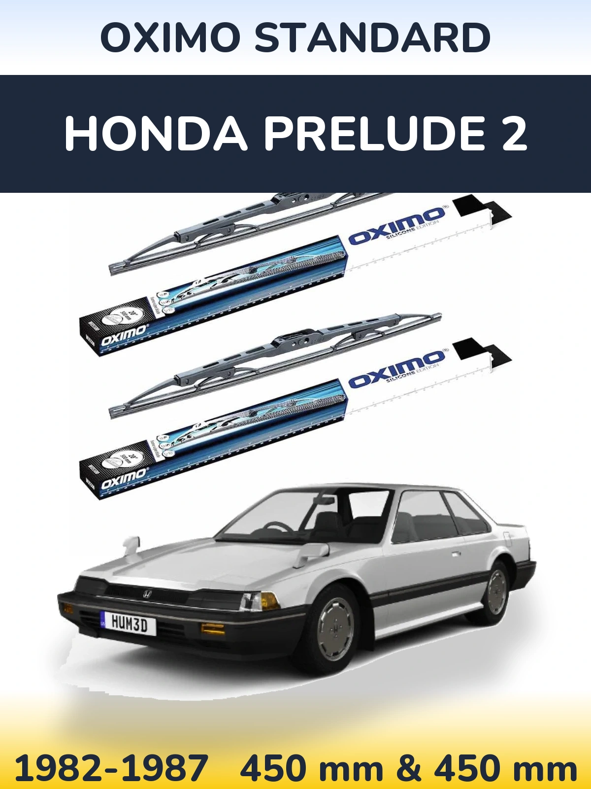 Front wiper blade set Oximo Standard 450 & 450 mm for Honda Prelude 2 1982-1987