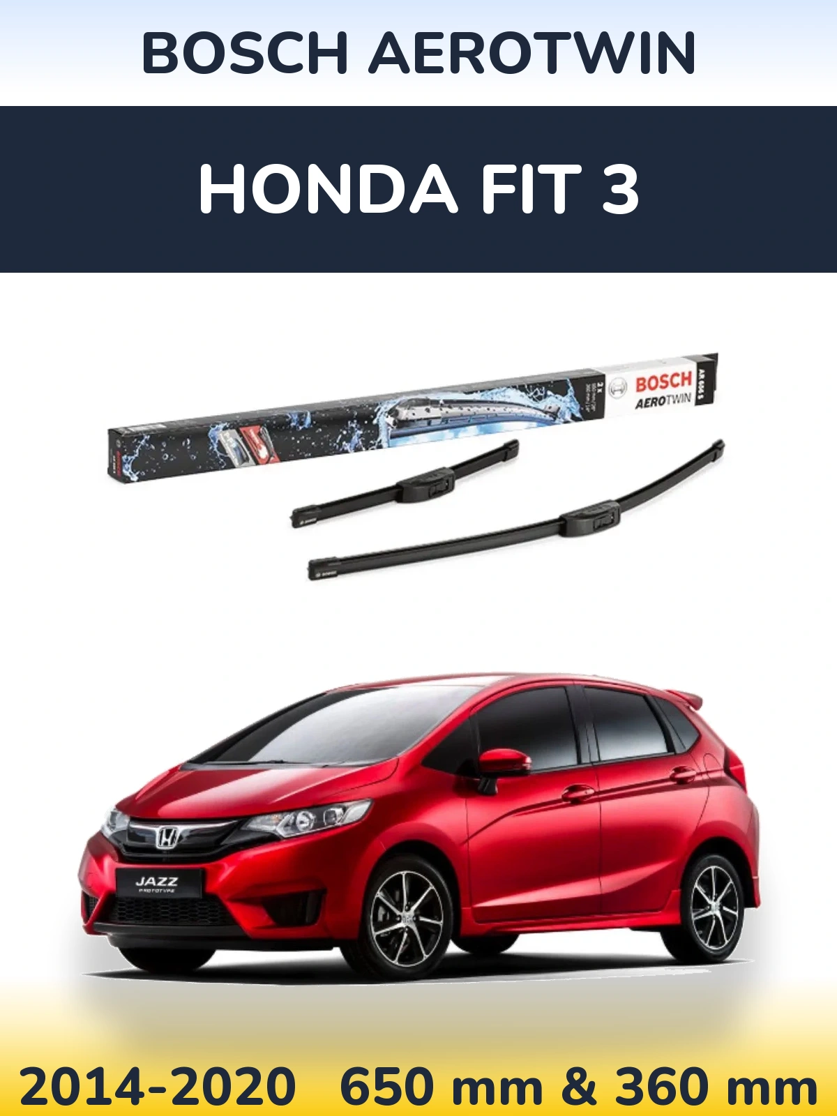 Комплект передніх щіток BOSCH AeroTwin 650 & 360 мм для Honda Fit 3 2014-2020