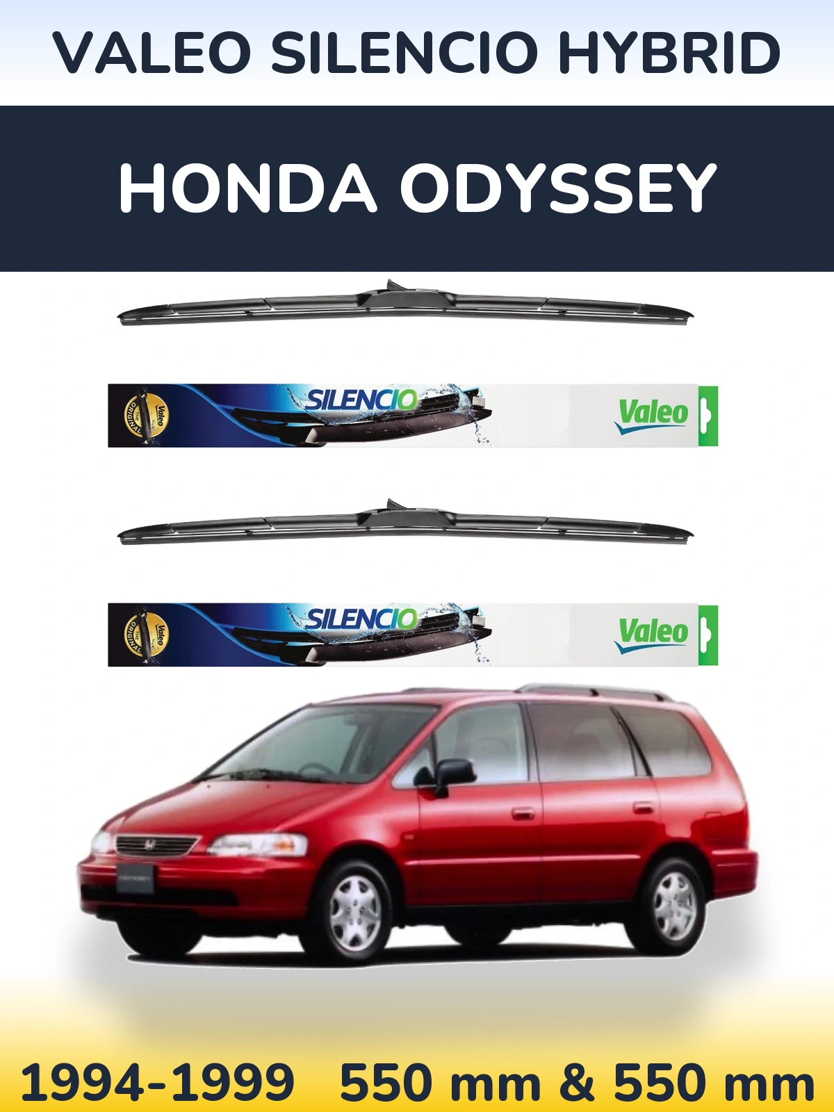 Комплект передніх щіток Valeo Silencio Hybrid 550 & 550 мм для Honda Odyssey 1994-1999