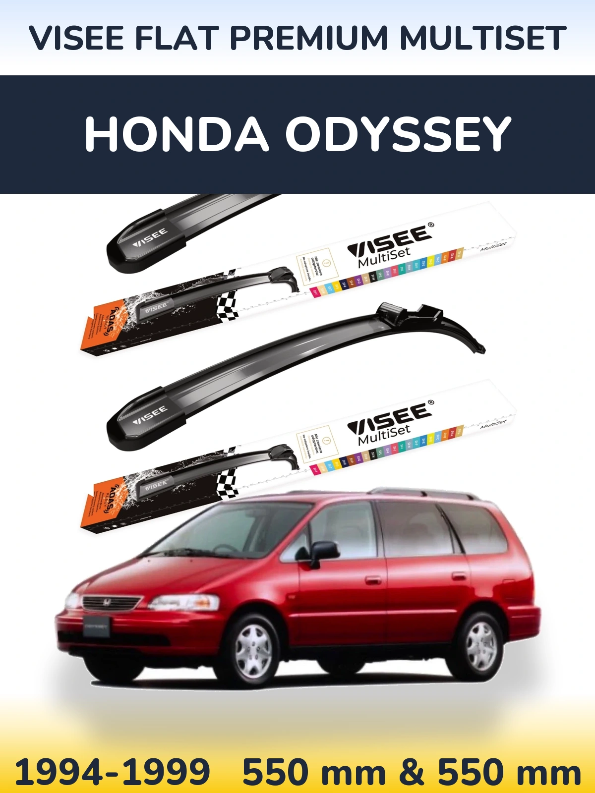 Комплект передних дворников VISEE FLAT PREMIUM MultiSet 550 & 550 мм для Honda Odyssey 1994-1999