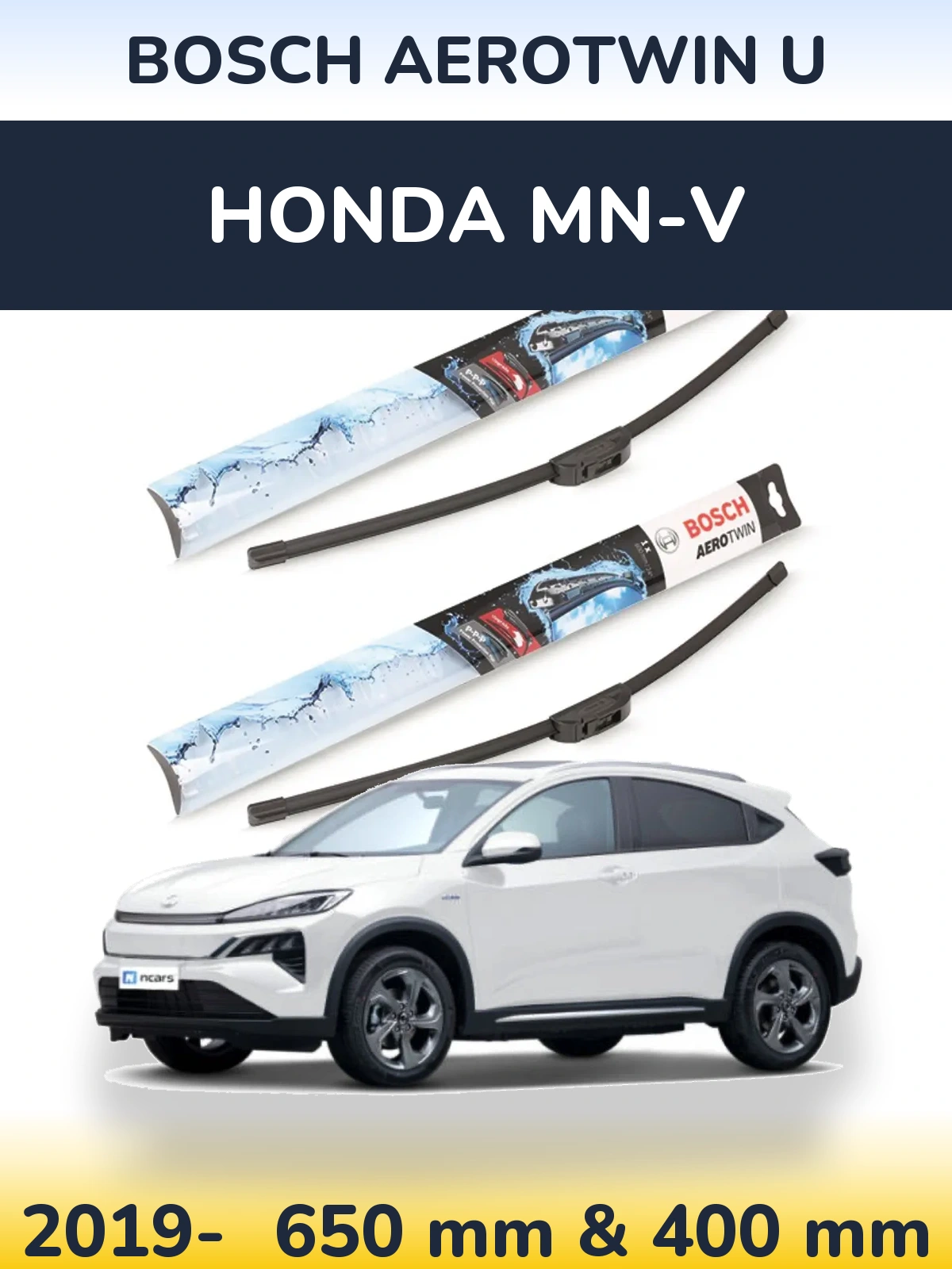 Front wiper blade set BOSCH AeroTwin U 650 & 400 mm for Honda MN-V 2019-2026