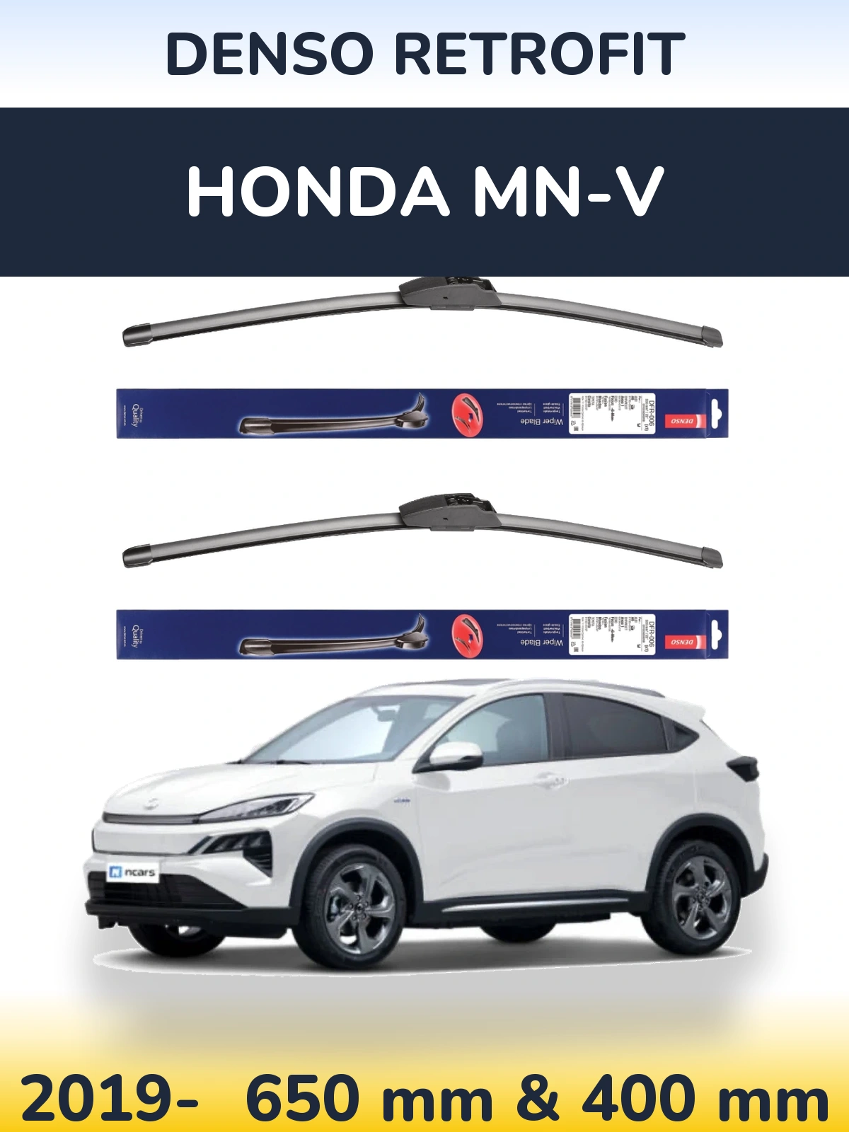 Front wiper blade set Denso Retrofit 650 & 400 mm for Honda MN-V 2019-2026