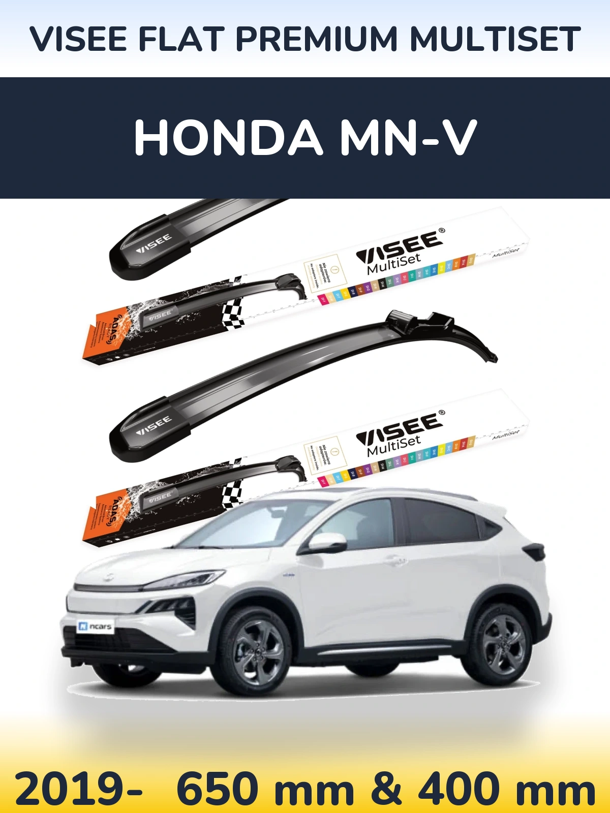 Front wiper blade set VISEE FLAT PREMIUM MultiSet 650 & 400 mm for Honda MN-V 2019-2026