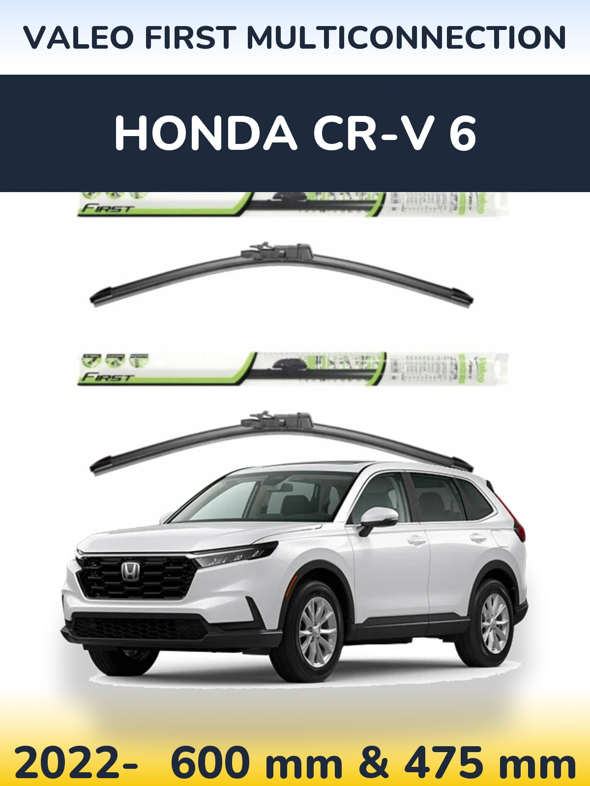 Front wiper blade set Valeo First MultiConnection 600 & 475 mm for Honda CR-V 6 2022-2026