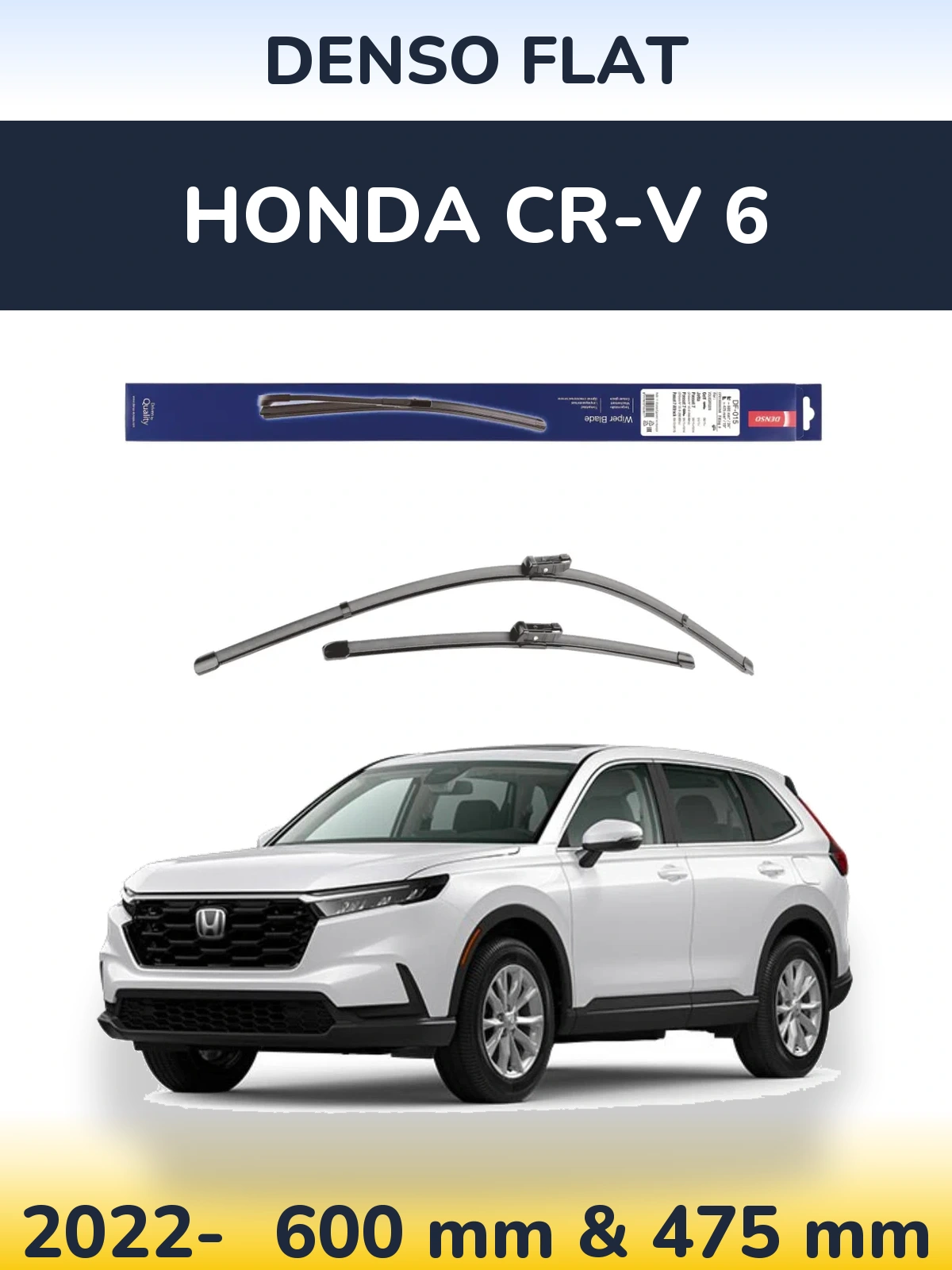 Front wiper blade set Denso Flat 600 & 475 mm for Honda CR-V 6 2022-2026