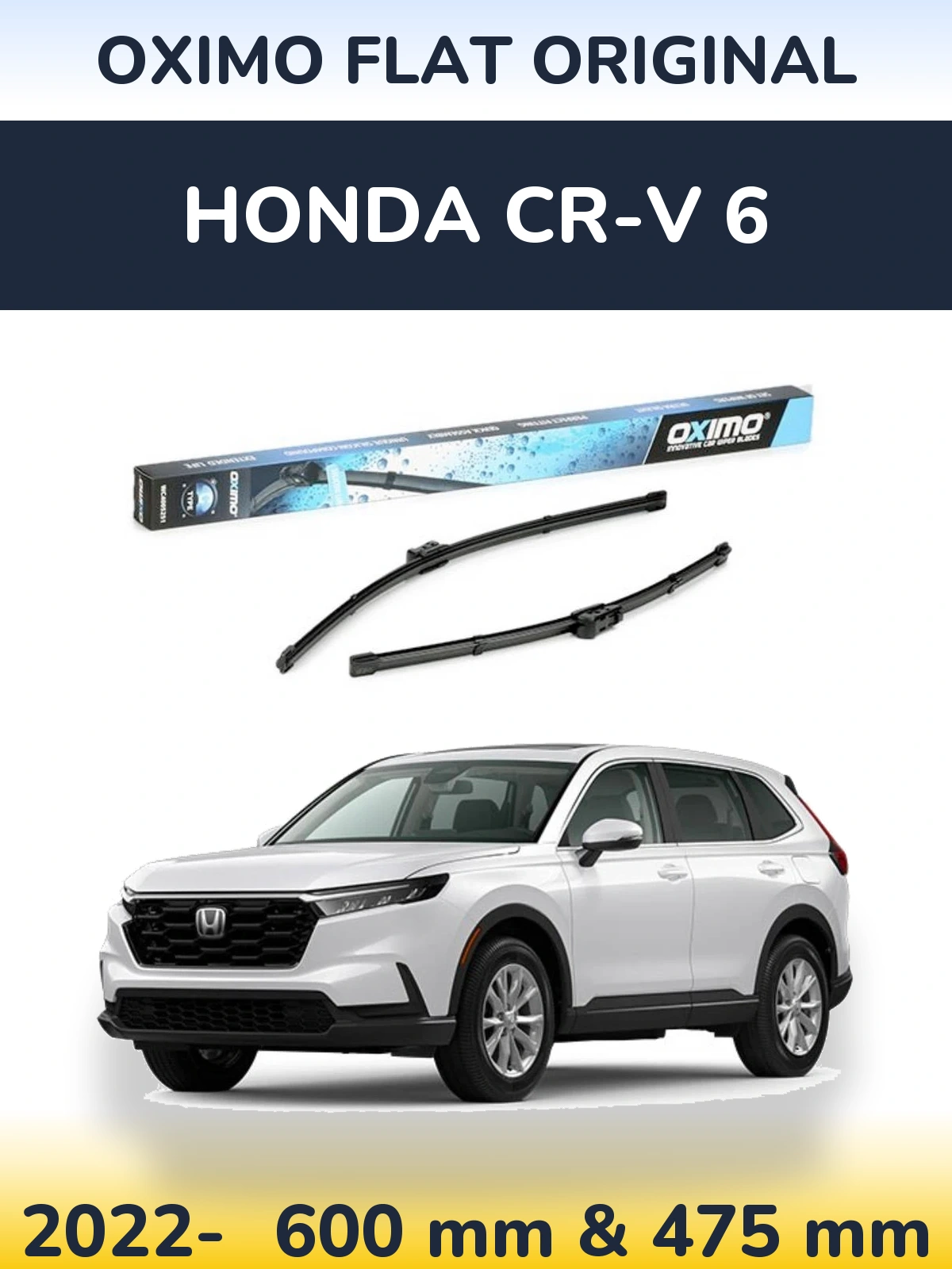 Комплект передних дворников Oximo Flat Original 600 & 475 мм для Honda CR-V 6 2022-2026