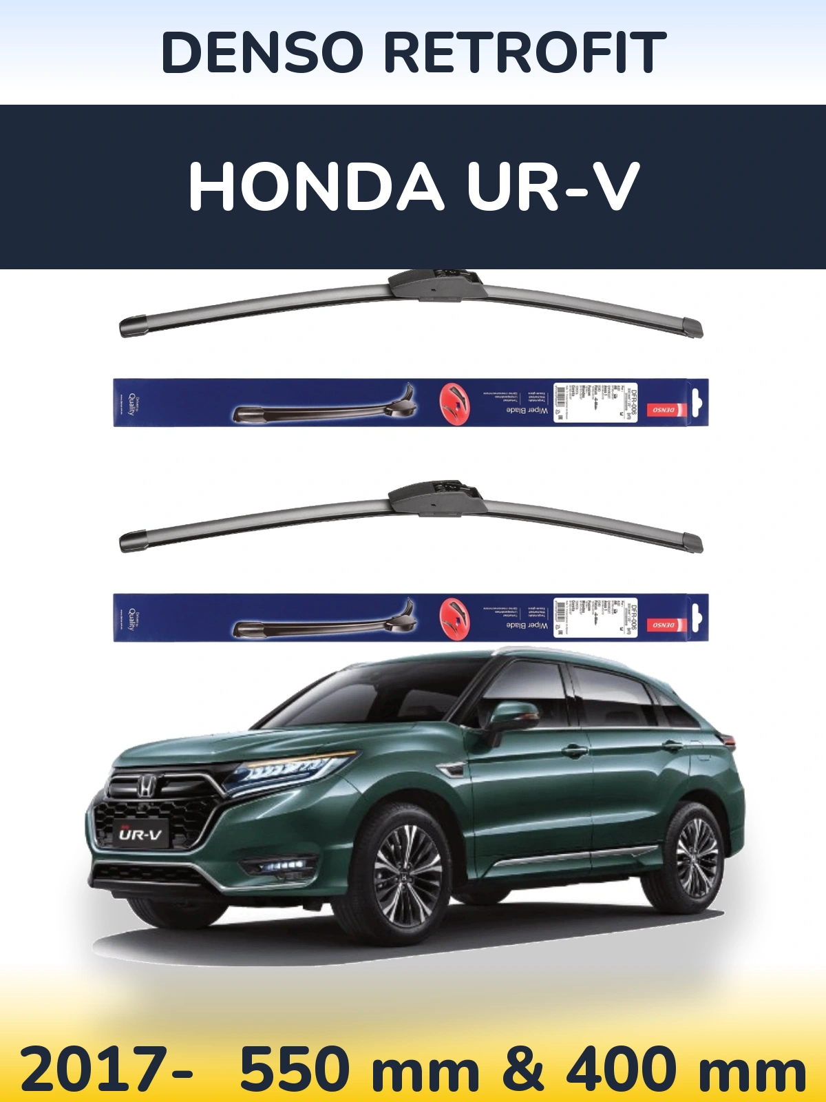 Комплект передних дворников Denso Retrofit 550 & 400 мм для Honda UR-V 2017-2026