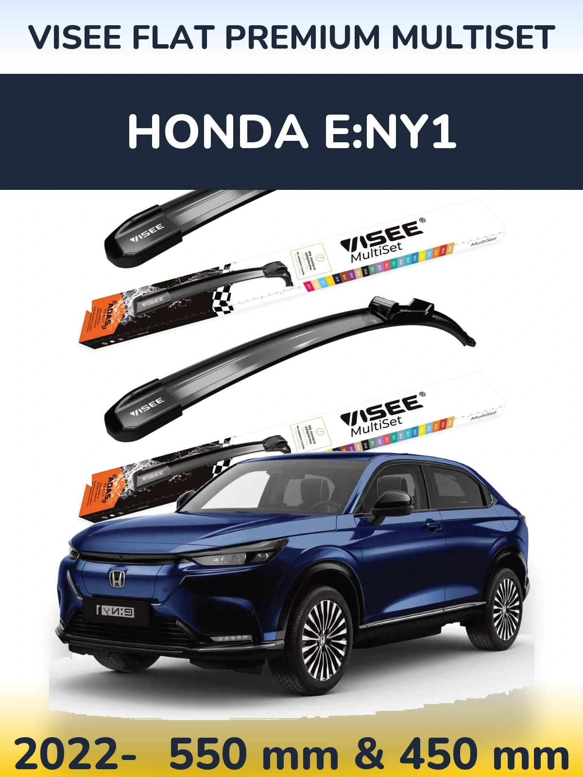 Front wiper blade set VISEE FLAT PREMIUM MultiSet 550 & 450 mm for Honda e:Ny1 2022-2026