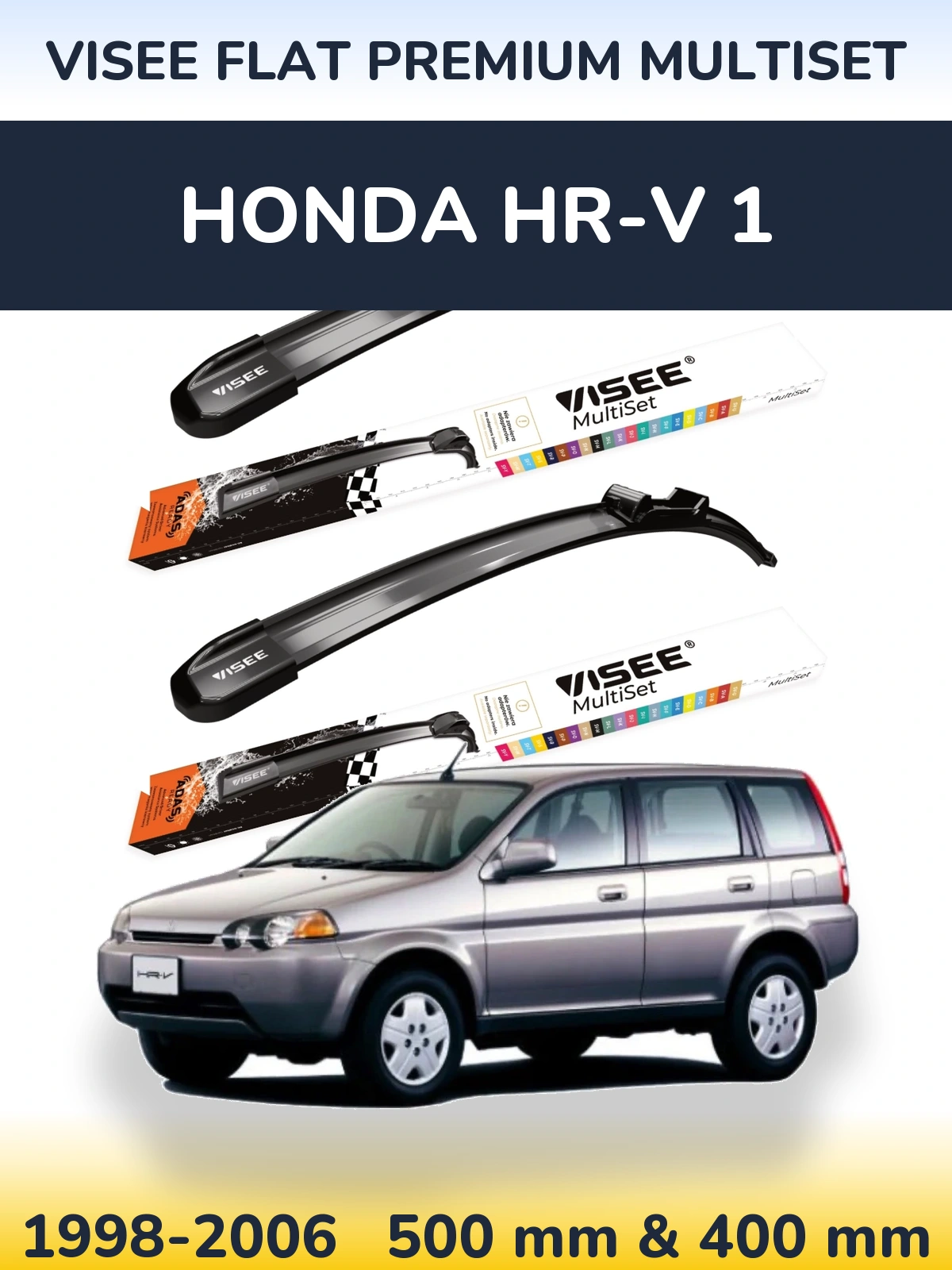 Front wiper blade set VISEE FLAT PREMIUM MultiSet 500 & 400 mm for Honda HR-V 1 1998-2006