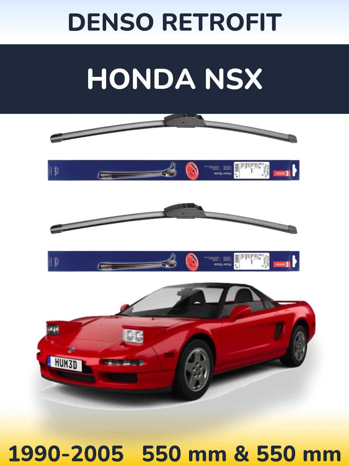 Комплект передніх щіток Denso Retrofit 550 & 550 мм для Honda NSX 1990-2005