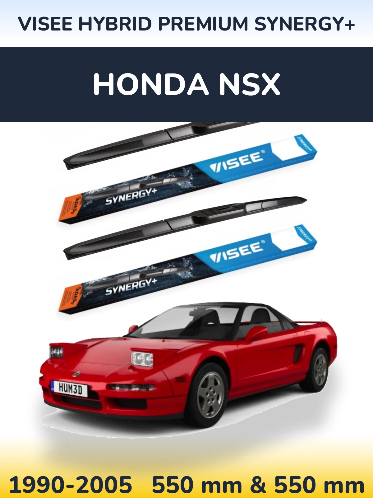 Front wiper blade set VISEE HYBRID PREMIUM SYNERGY+ 550 & 550 mm for Honda NSX 1990-2005