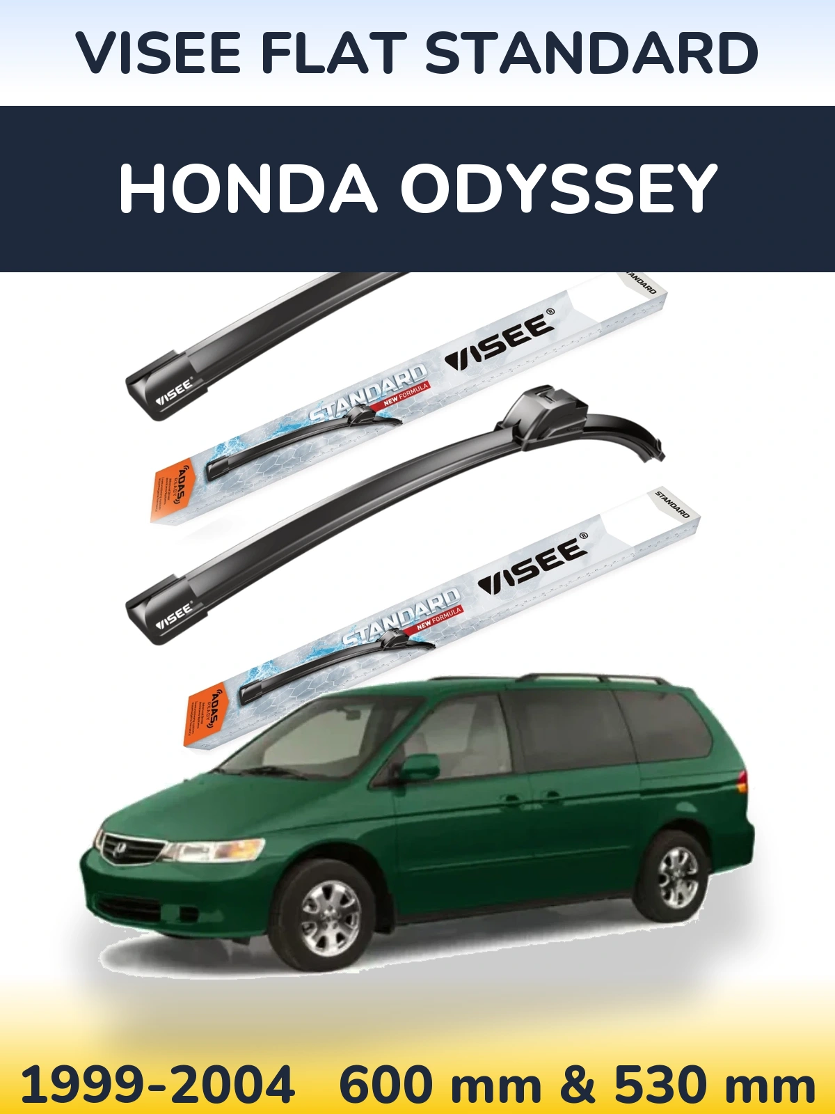 Комплект передних дворников VISEE FLAT STANDARD 600 & 530 мм для Honda Odyssey 1999-2004
