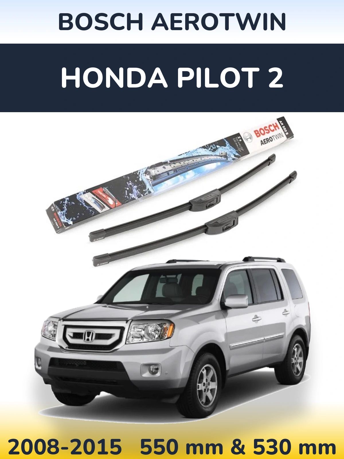 Комплект передніх щіток BOSCH AeroTwin 550 & 530 мм для Honda Pilot 2 2008-2015