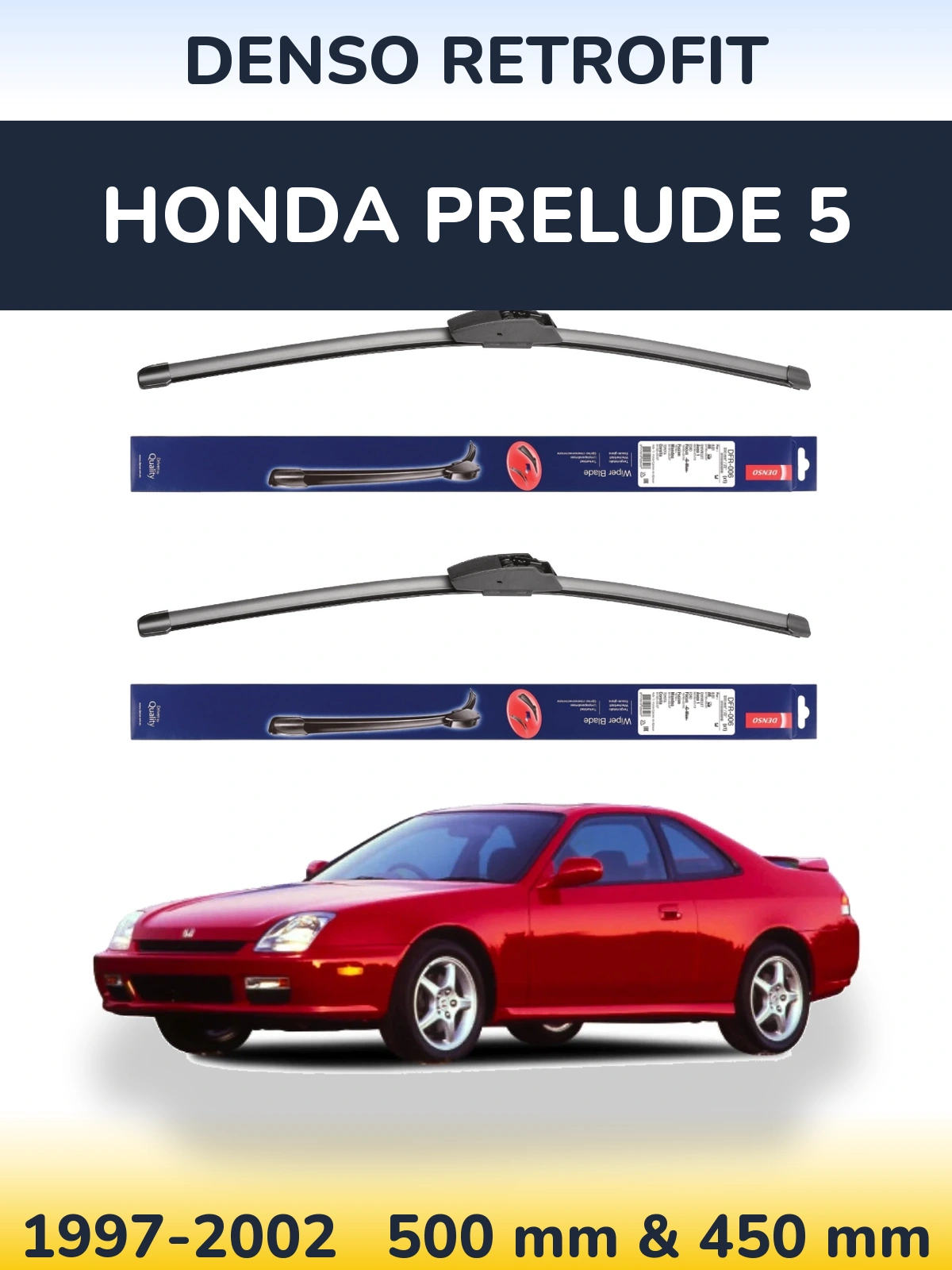 Комплект передних дворников Denso Retrofit 500 & 450 мм для Honda Prelude 5 1997-2002