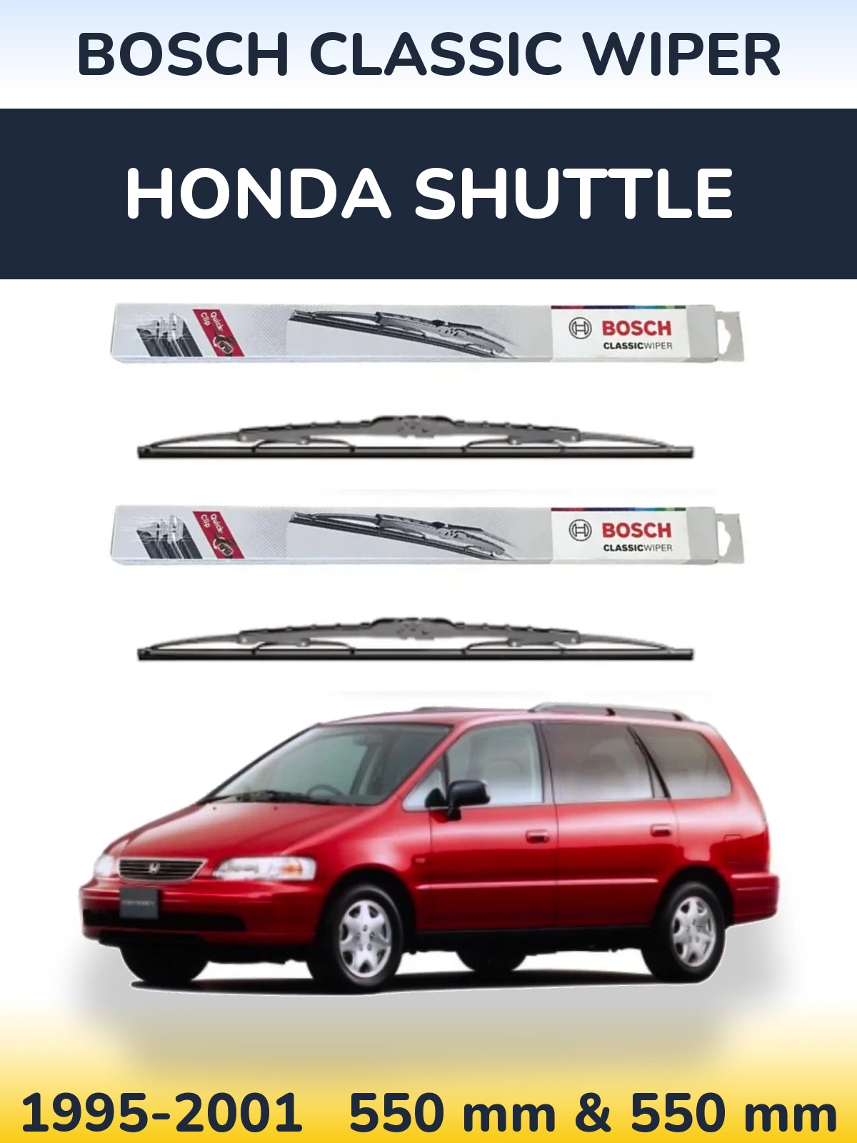 Front wiper blade set BOSCH Classic Wiper 550 & 550 mm for Honda Shuttle 1995-2001