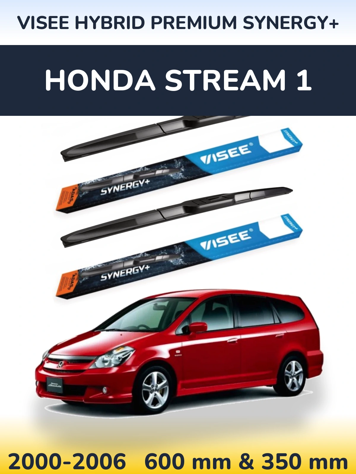 Комплект передних дворников VISEE HYBRID PREMIUM SYNERGY+ 600 & 350 мм для Honda Stream 1 2000-2006