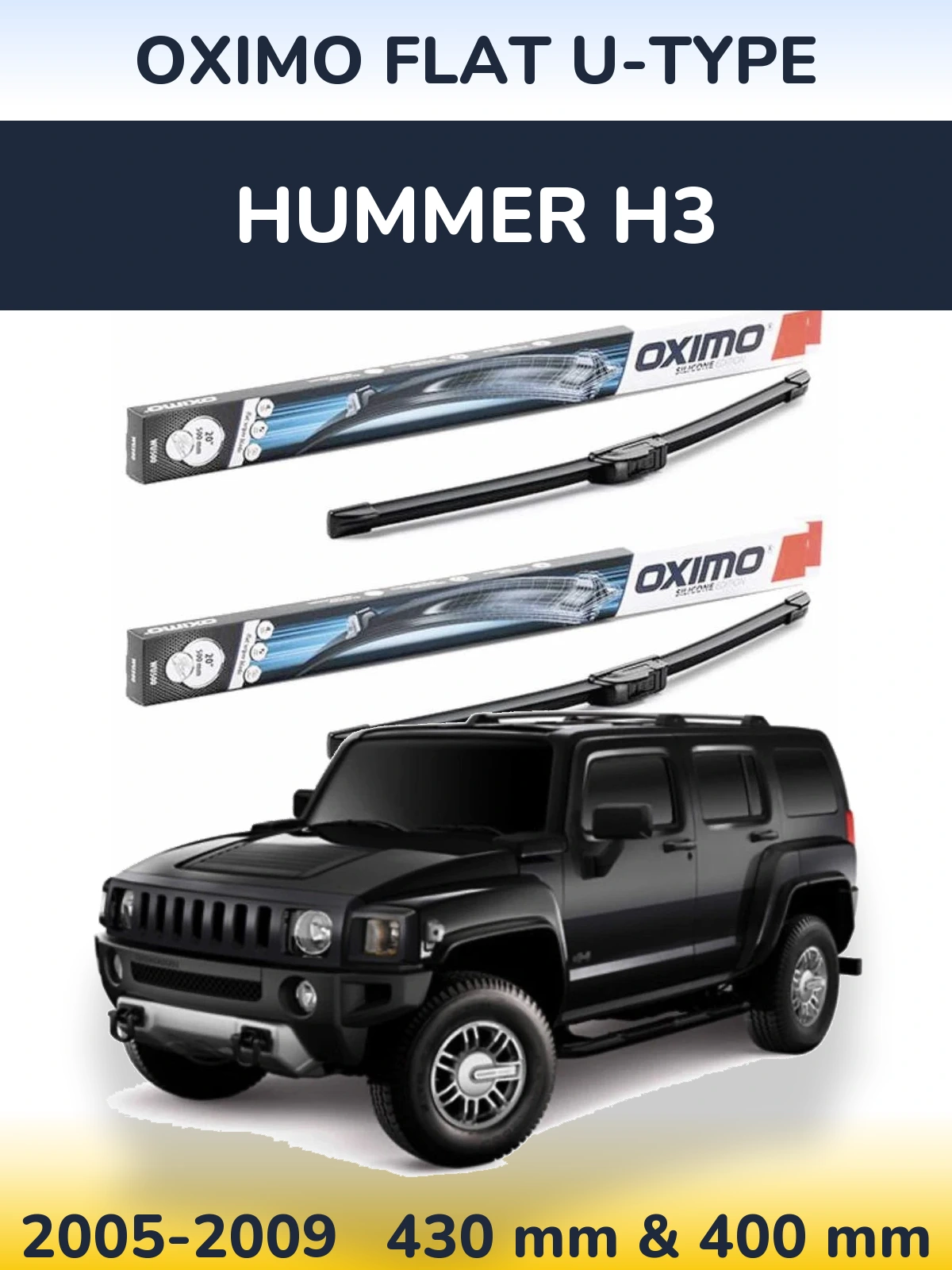Комплект передних дворников Oximo Flat U-type 430 & 400 мм для Hummer H3 2005-2009