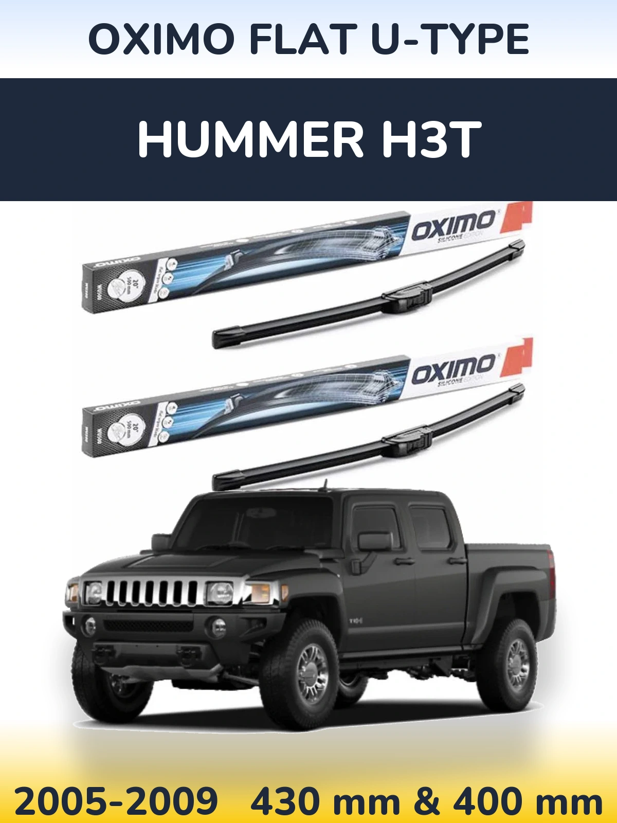 Комплект передних дворников Oximo Flat U-type 430 & 400 мм для Hummer H3T 2005-2009