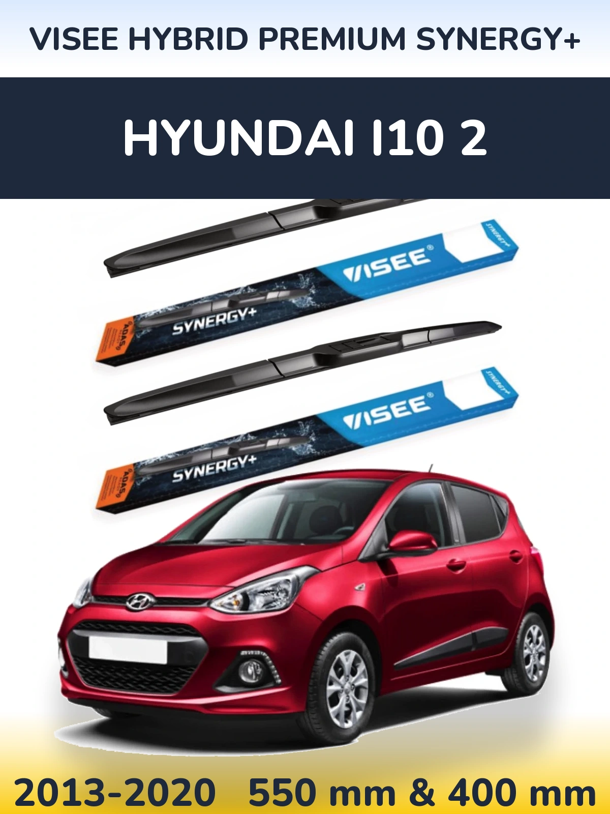 Комплект передних дворников VISEE HYBRID PREMIUM SYNERGY+ 550 & 400 мм для Hyundai i10 2 2013-2020
