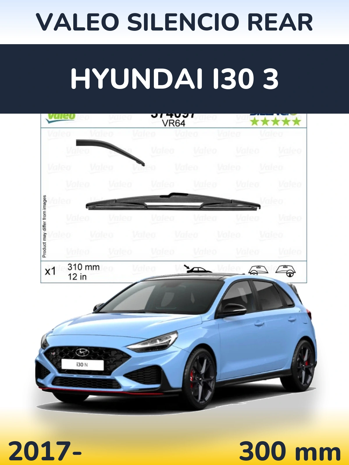 Rear wiper blade Valeo Silencio Rear 310 mm for Hyundai i30 3 2017-2026