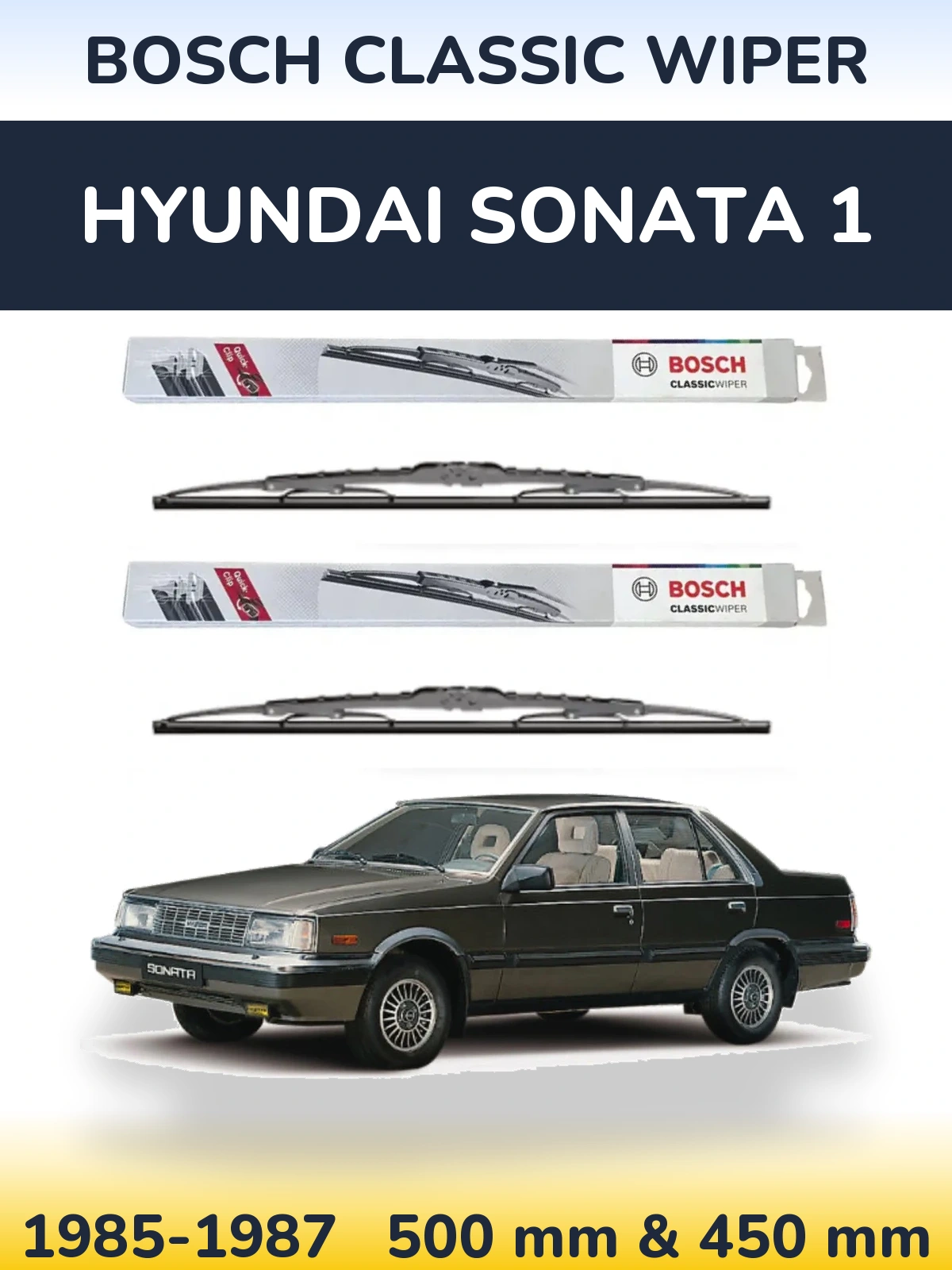 Комплект передних дворников BOSCH Classic Wiper 500 & 450 мм для Hyundai Sonata 1 1985-1987