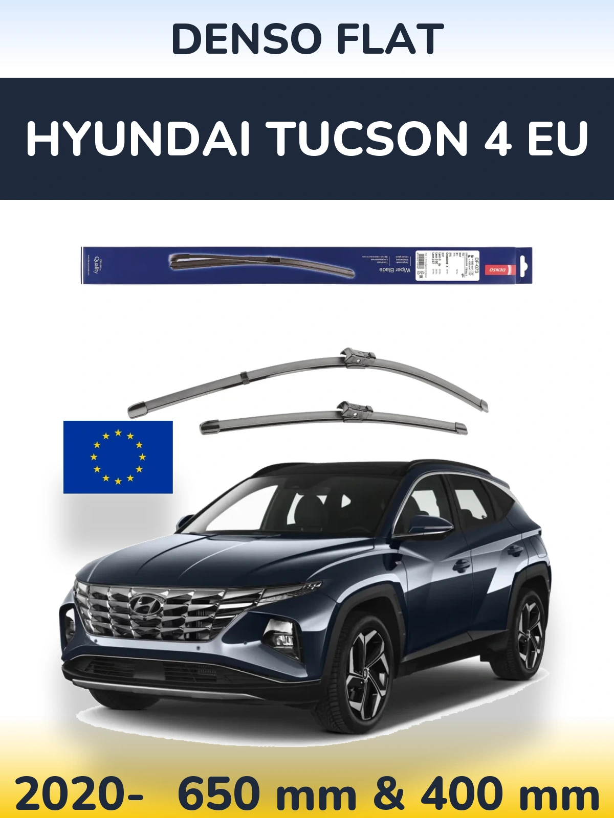Front wiper blade set Denso Flat 650 & 400 mm for Hyundai Tucson 4 EU 2020-2026