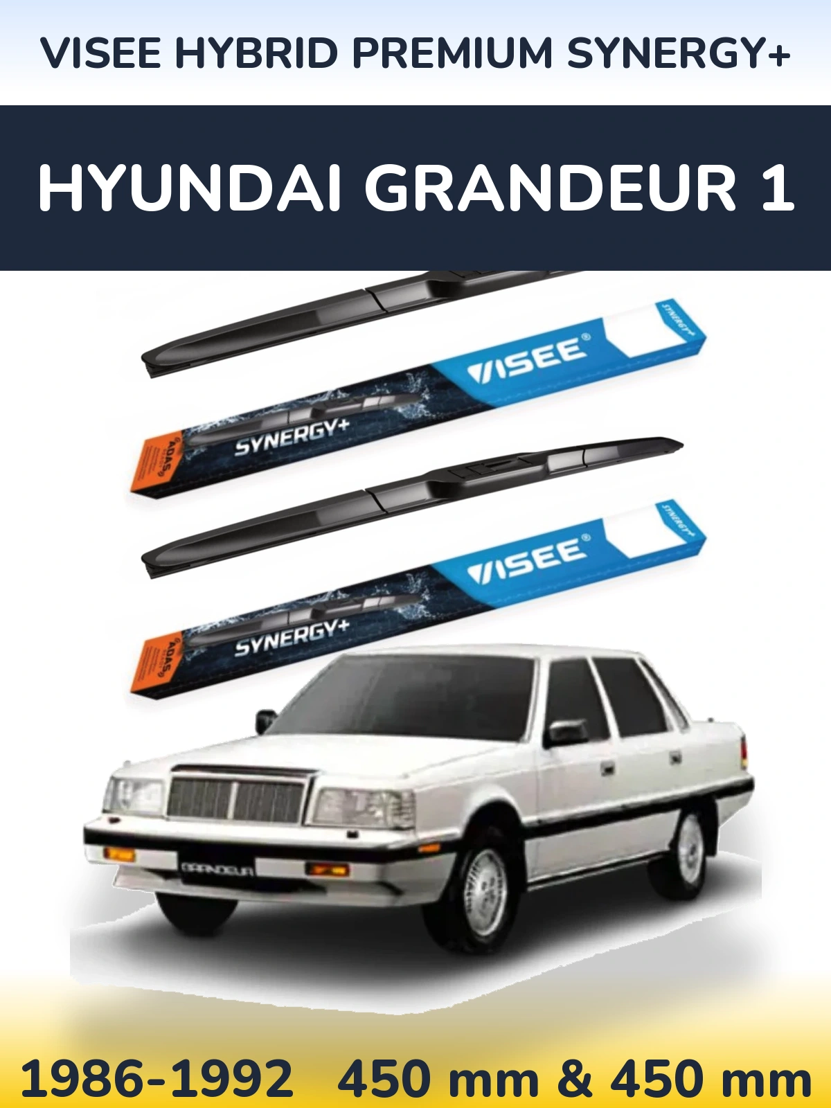 Комплект передніх щіток VISEE HYBRID PREMIUM SYNERGY+ 450 & 450 мм для Hyundai Grandeur 1 1986-1992