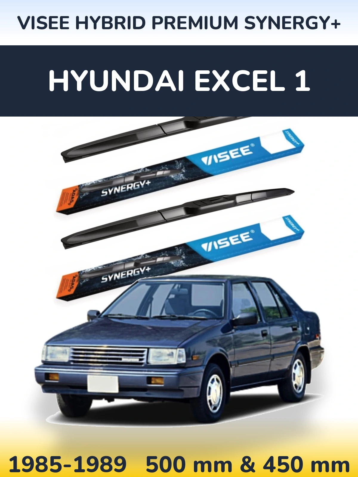 Комплект передних дворников VISEE HYBRID PREMIUM SYNERGY+ 500 & 450 мм для Hyundai Excel 1 1985-1989