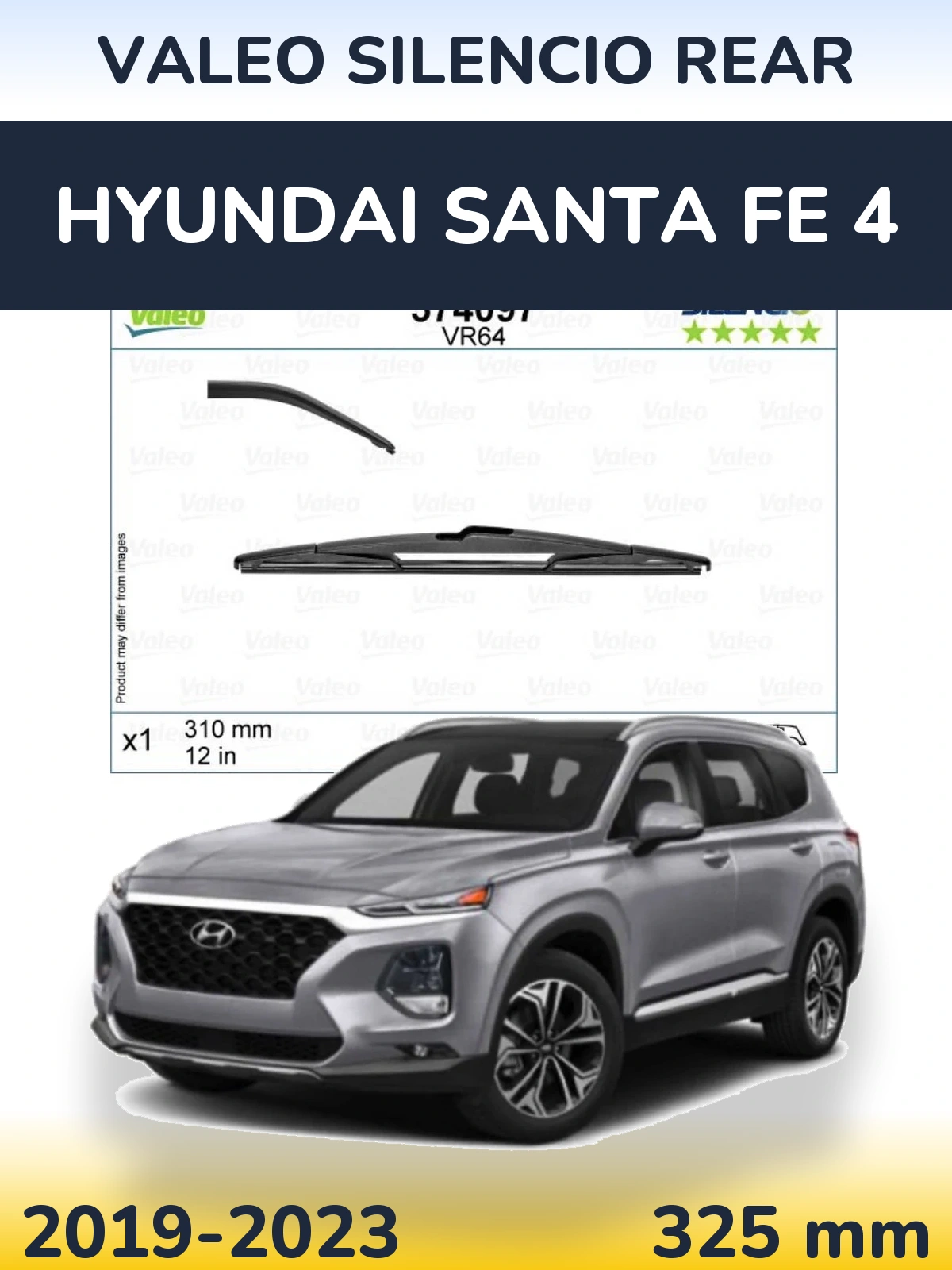 Rear wiper blade Valeo Silencio Rear 310 mm for Hyundai Santa Fe 4 2019-2023