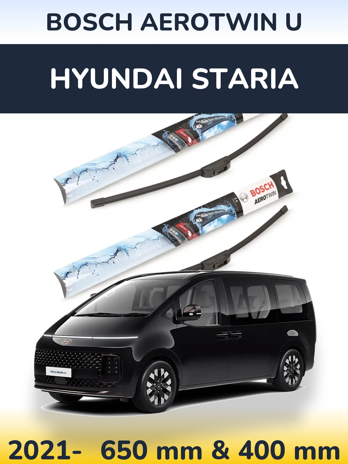 Комплект передніх щіток BOSCH AeroTwin U 650 & 400 мм для Hyundai Staria 2021-2026