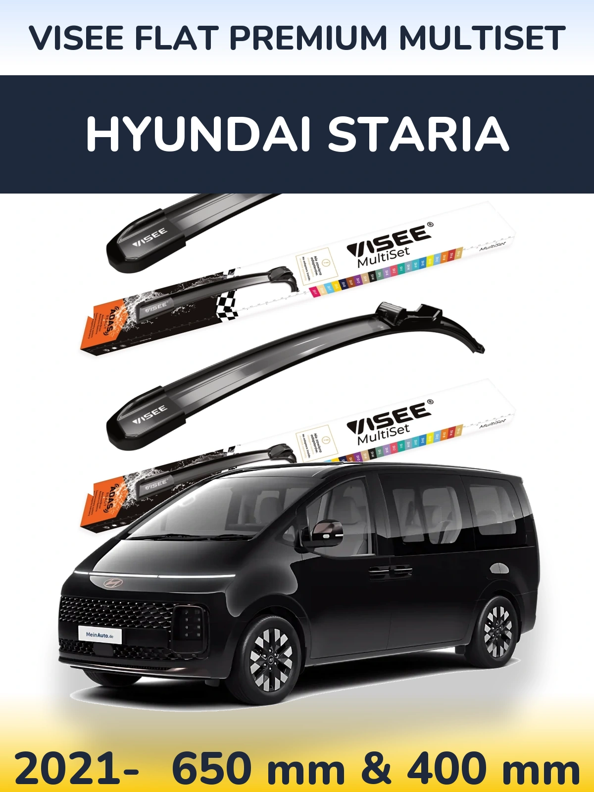 Front wiper blade set VISEE FLAT PREMIUM MultiSet 650 & 400 mm for Hyundai Staria 2021-2026