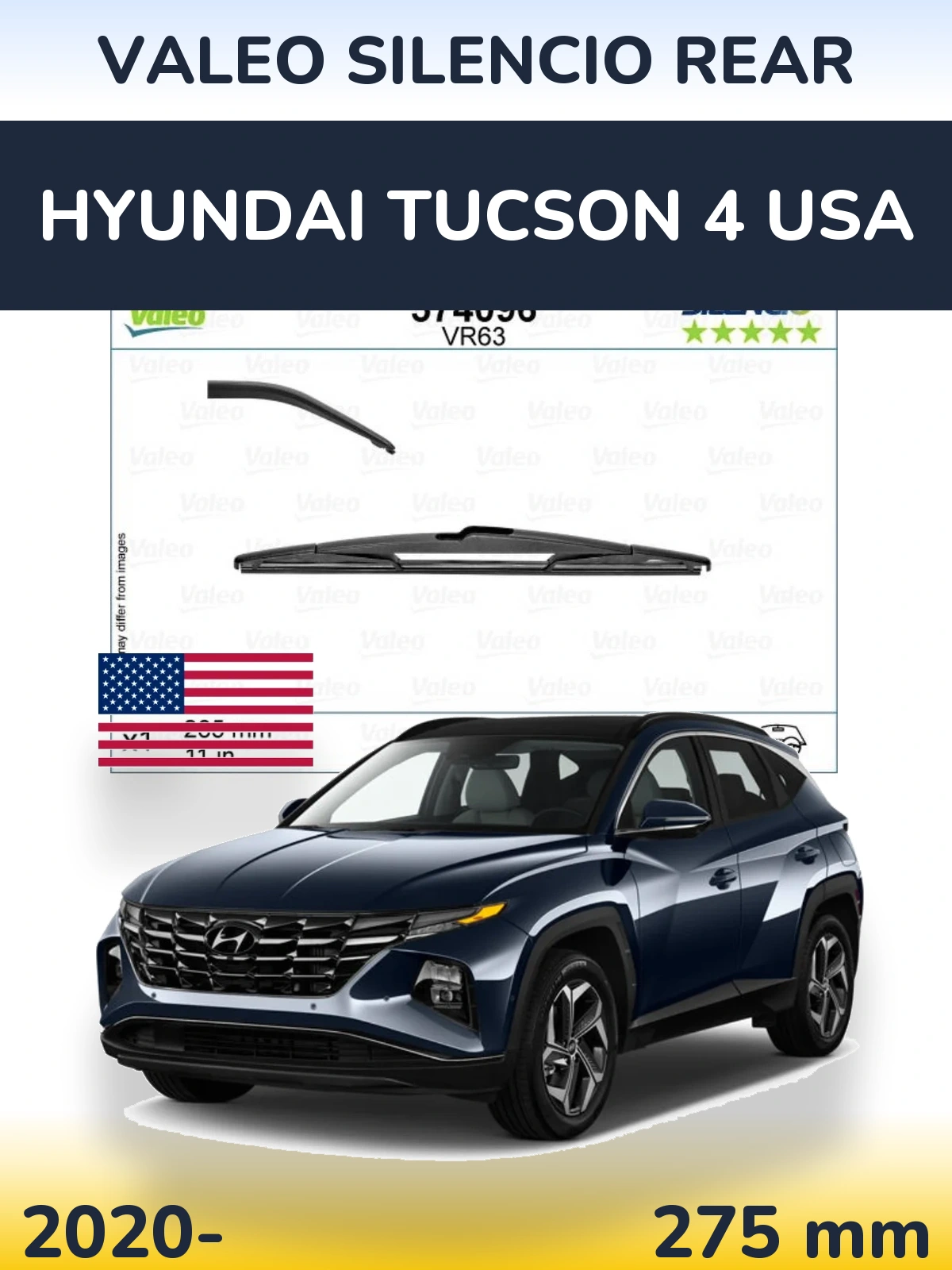Задня щітка Valeo Silencio Rear 285 мм для Hyundai Tucson 4 USA 2020-2026