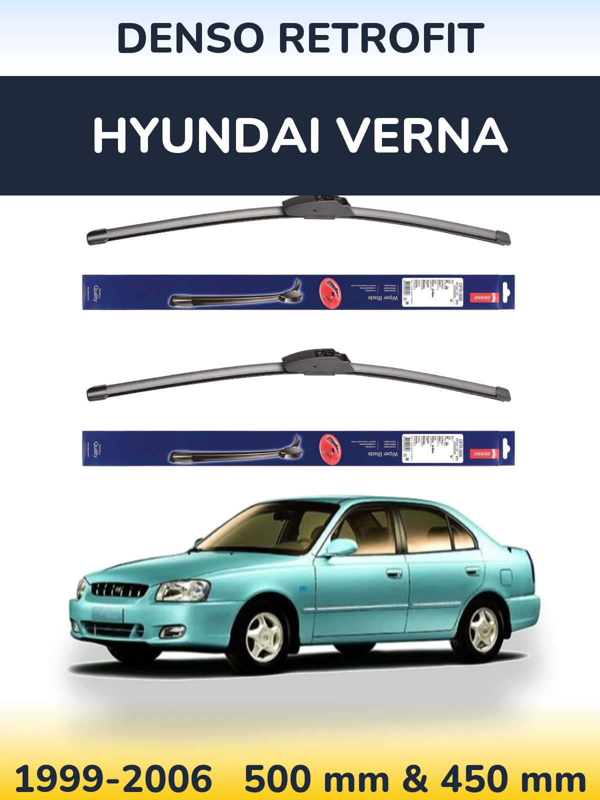 Комплект передних дворников Denso Retrofit 500 & 450 мм для Hyundai Verna 1999-2006
