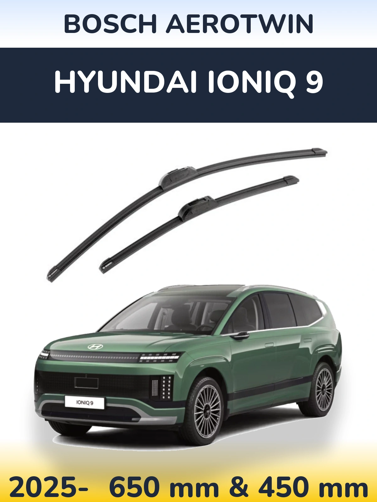 Комплект передніх щіток BOSCH AeroTwin 650 & 450 мм для Hyundai IONIQ 9 2025-2026