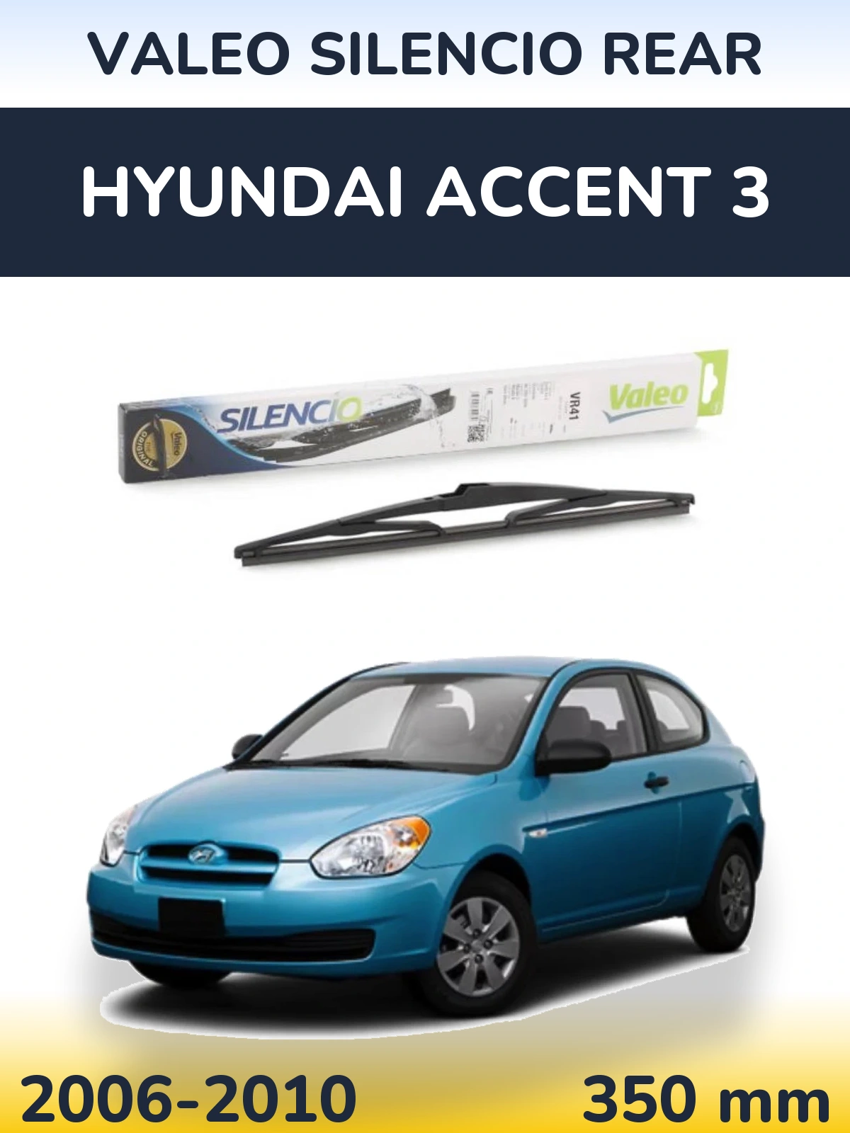 Rear wiper blade Valeo Silencio Rear 345 mm for Hyundai Accent 3 2006-2010